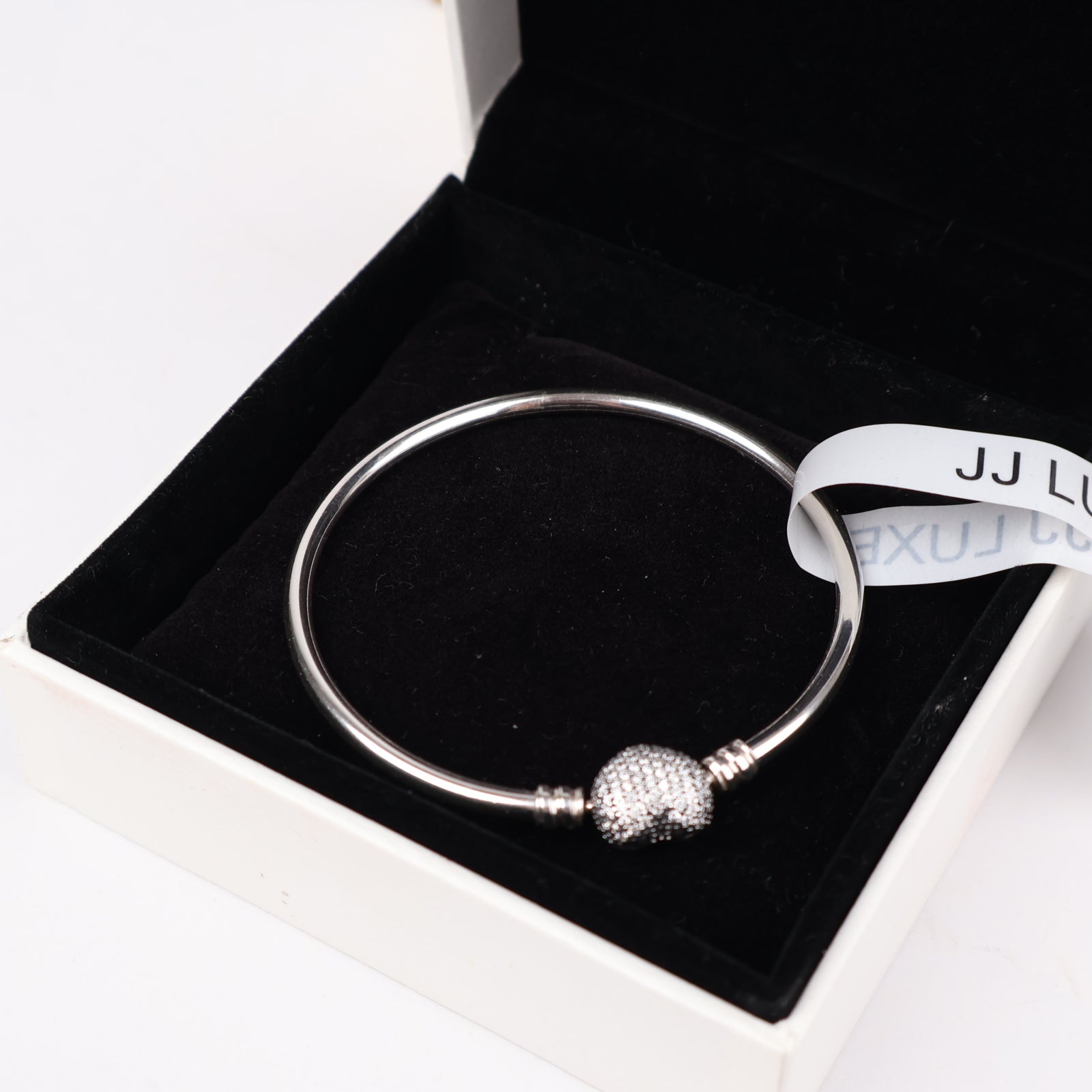 J1304 Pandora Sparkling Heart Clasp Bangle- Pre Owned
