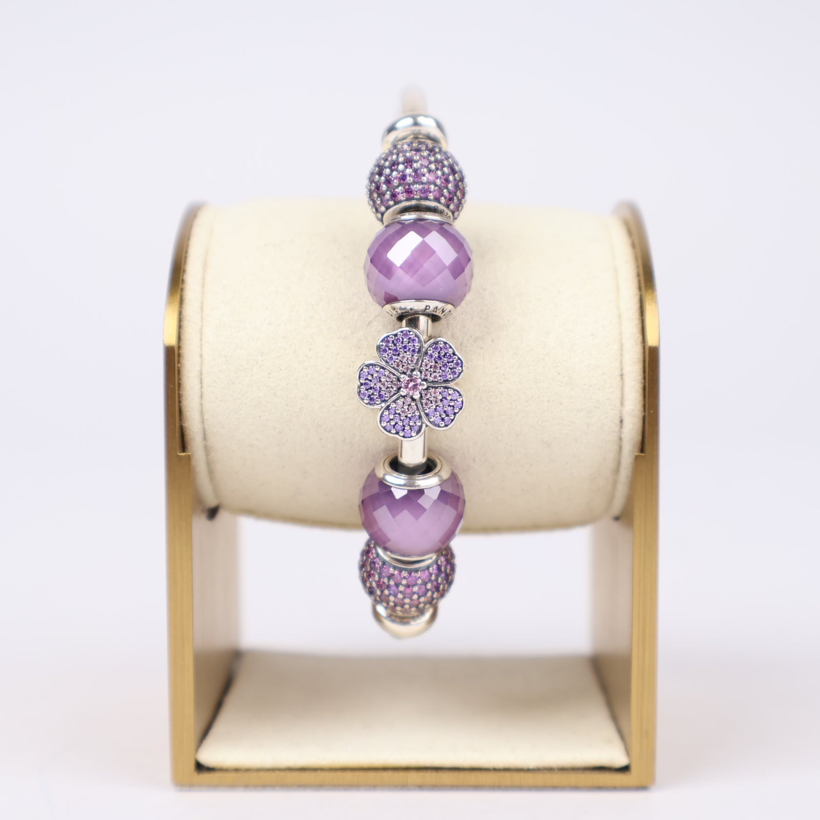 J1293 Pandora Lavender Bloom Charm Bracelet- Pre Owned