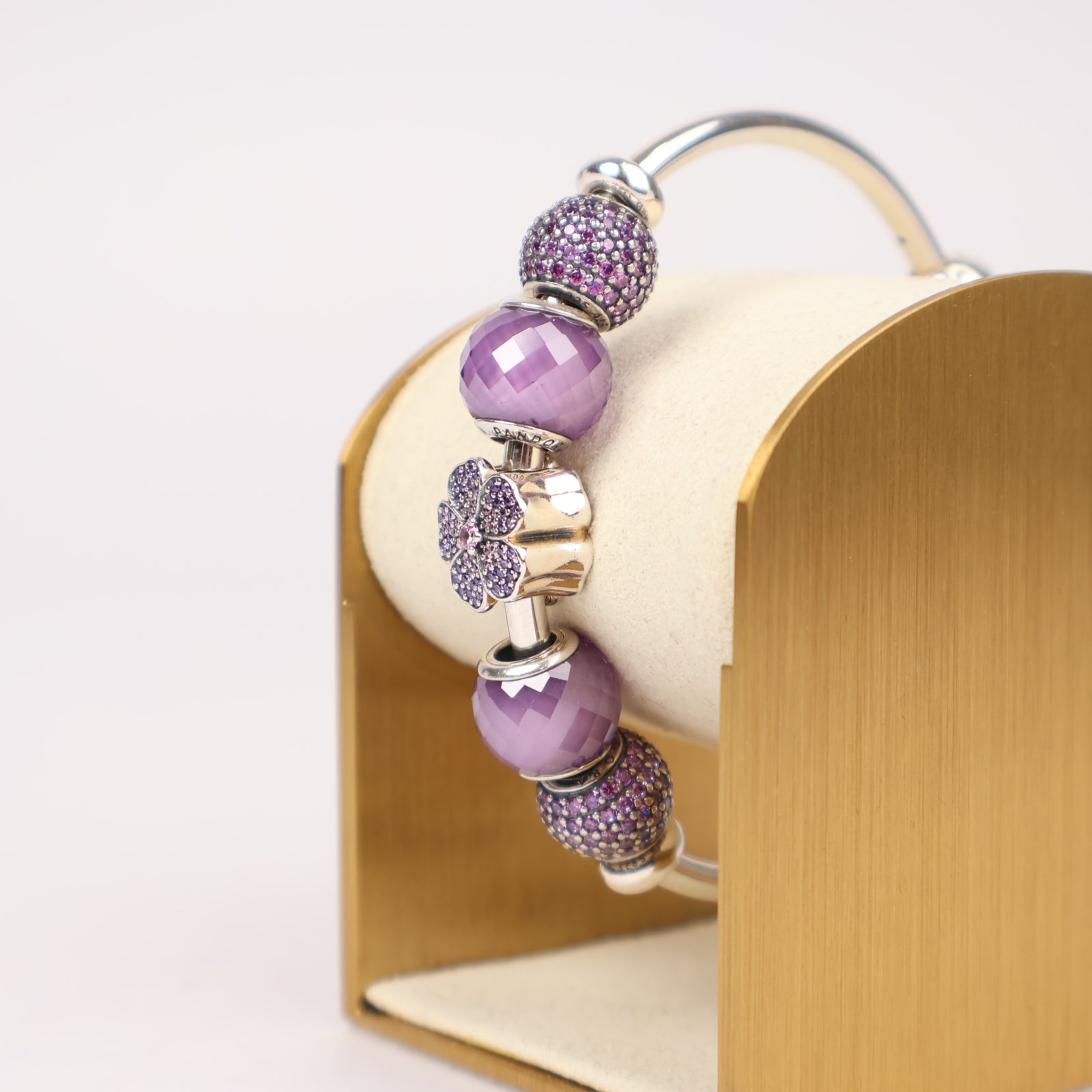 J1293 Pandora Lavender Bloom Charm Bracelet- Pre Owned