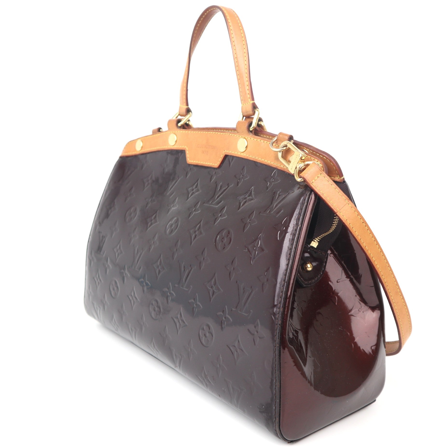 C1132 Louis Vuitton Amarante Monogram Vernis Brea MM Bag-Pre Owned