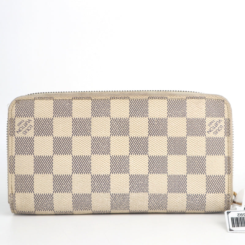 C2592 Louis Vuitton Wallet Damier Azur Zippy Wallet | Pre-Owned Very Good White / Blue Coated canvas Damier Azur