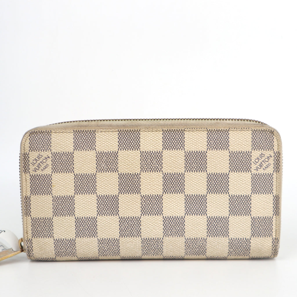 C2592 Louis Vuitton Wallet Damier Azur Zippy Wallet | Pre-Owned Very Good White / Blue Coated canvas Damier Azur