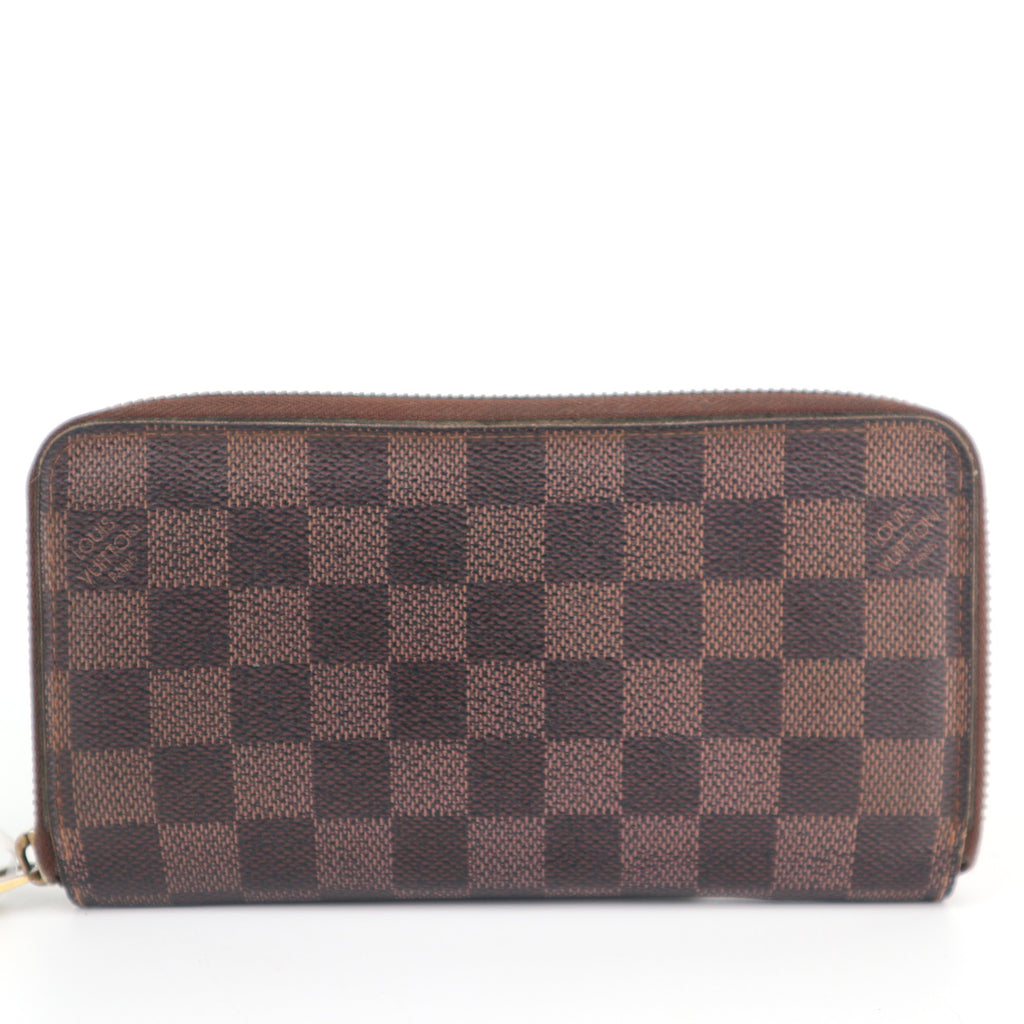 C2593 Louis Vuitton Wallet Damier Ebene Zippy Wallet | Pre-Owned Very Good Brown Coated canvas Damier Ebene