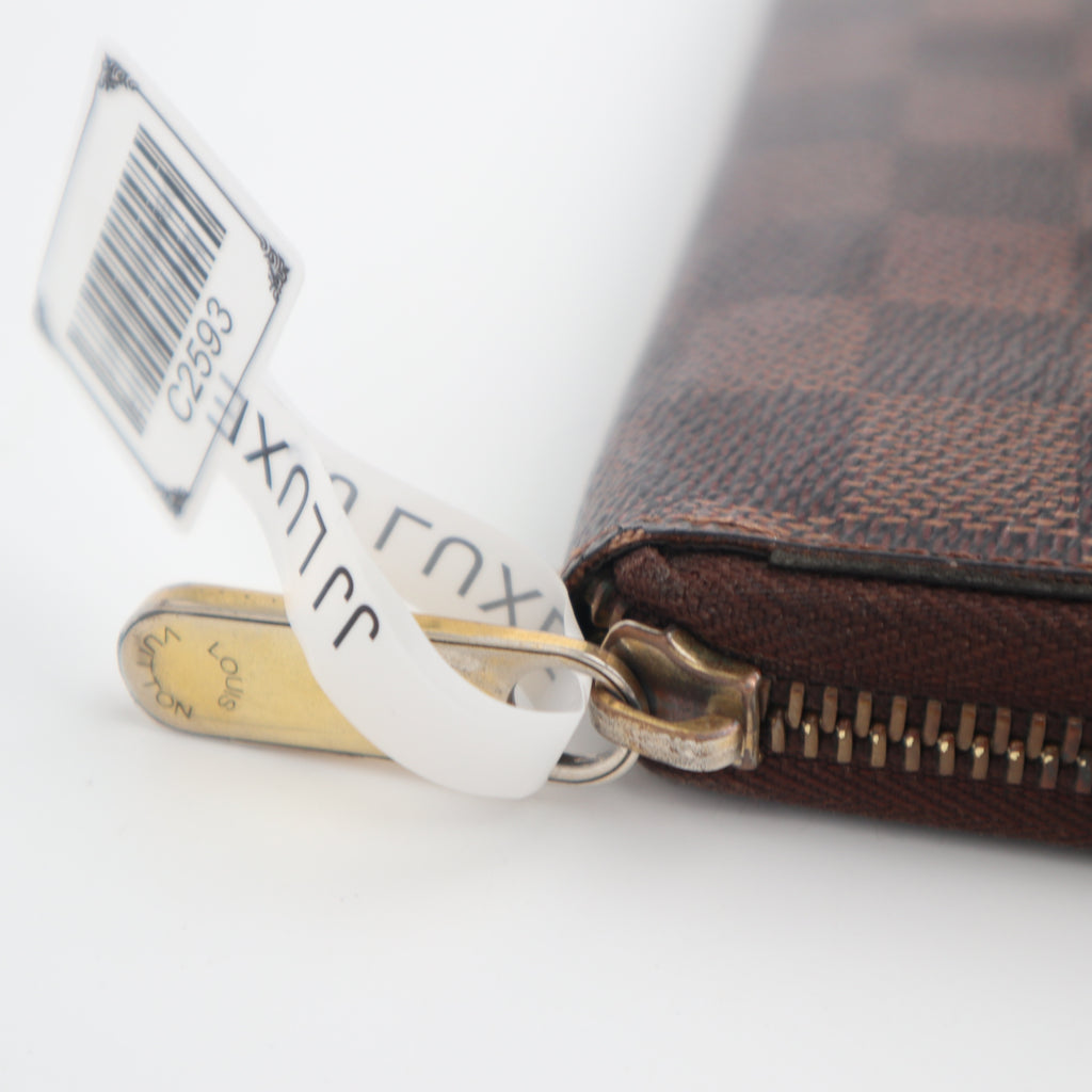 C2593 Louis Vuitton Wallet Damier Ebene Zippy Wallet | Pre-Owned Very Good Brown Coated canvas Damier Ebene