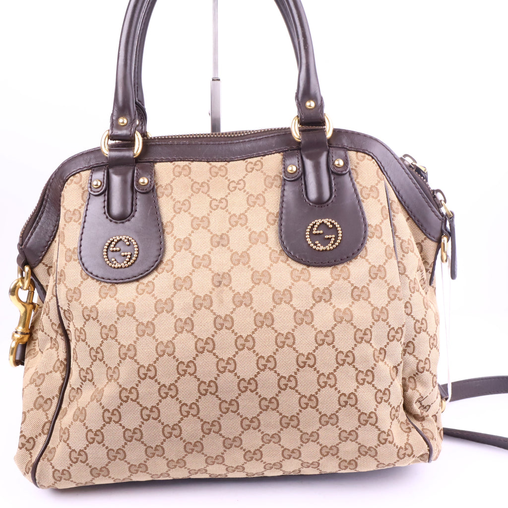 J2731# Gucci Shoulder Bag GUCCI GG Canvas Scarlett Tote Bag | Pre-Owned Excellent Beige / Brown GG Monogram Canvas