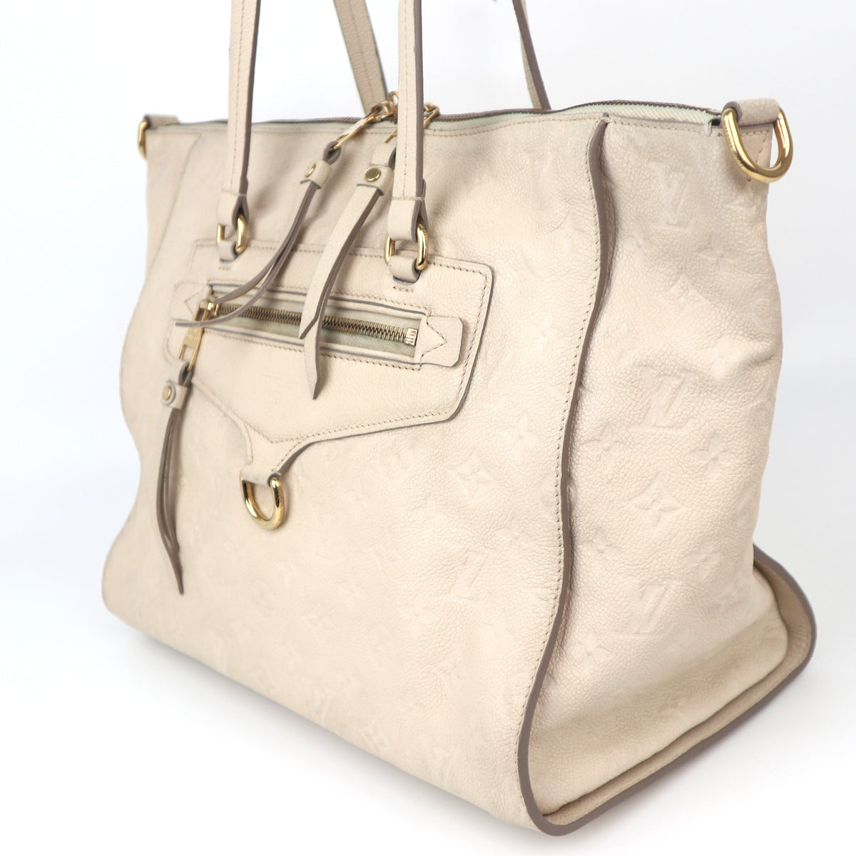 C1135# Louis Vuitton Lumineuse PM Neige Monogram Empreinte Leather Bag-Pre Owned