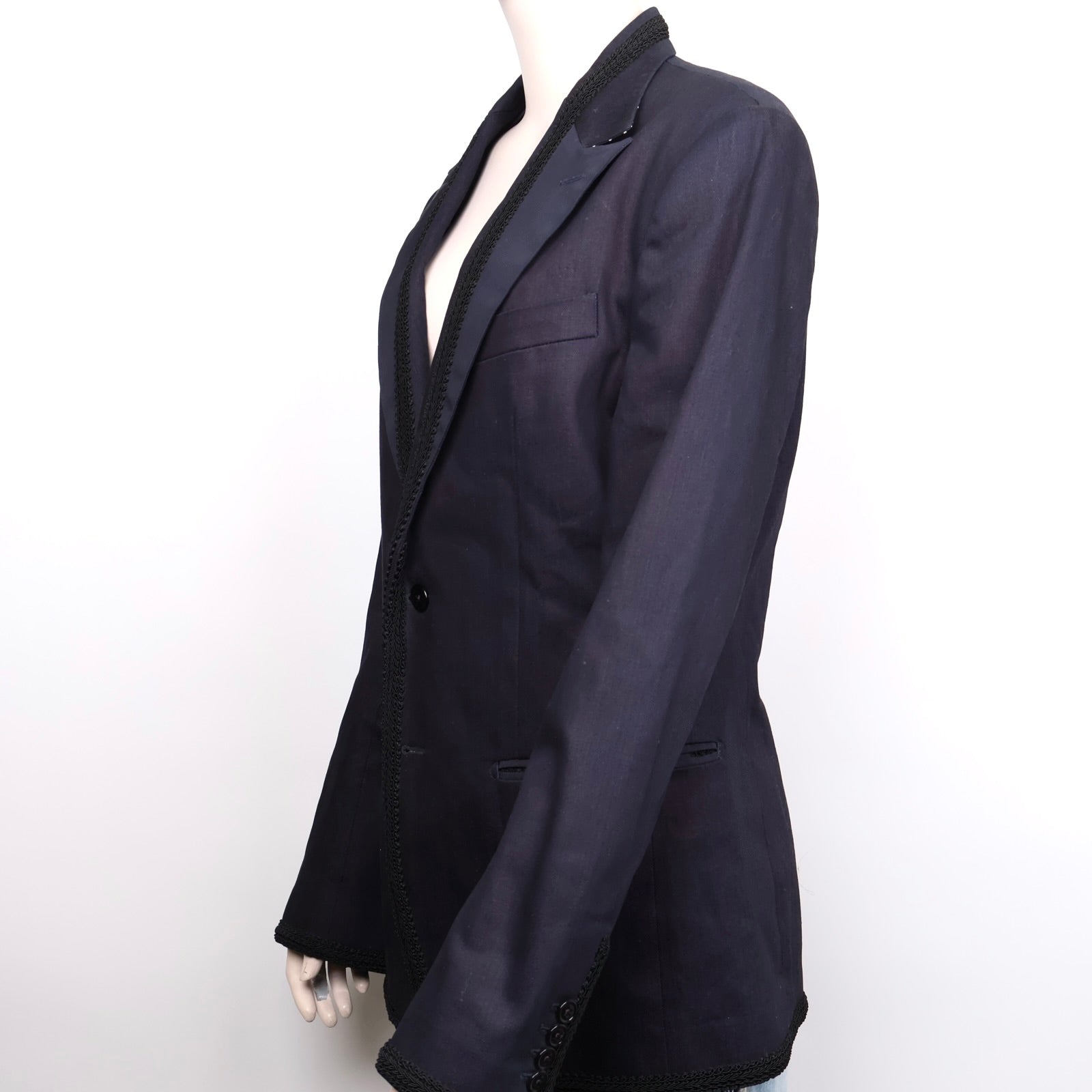 J1285 Dolce & Gabbana Navy Single-Breasted Trim Blazer- Pre Owned