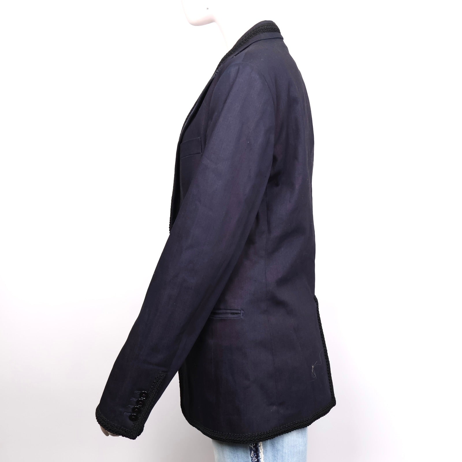 J1285# Dolce & Gabbana Navy Single-Breasted Trim Blazer- Pre Owned