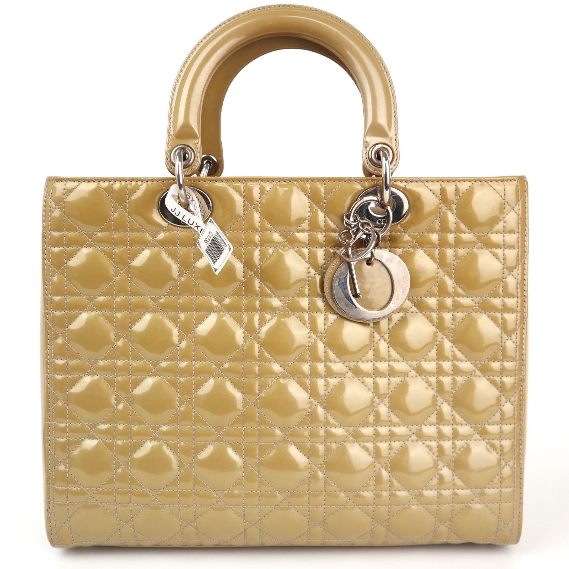 Christian Dior Patent Cannage Large Lady Dior Beige Shoulder Bag C1736 | Pre-Owned Very Good Beige Cannage Patent leather