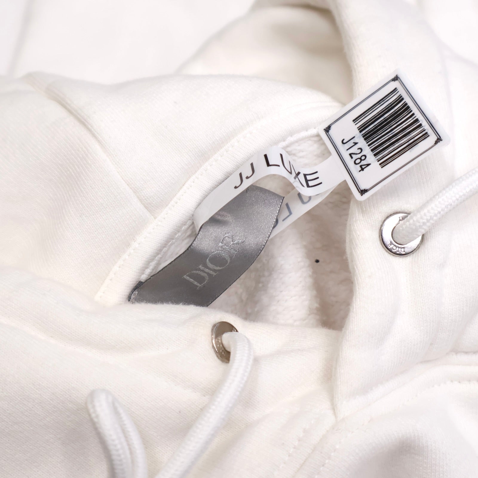 J1284# Dior Cream Cotton Graphic Hooded Sweatshirt- Pre Owned
