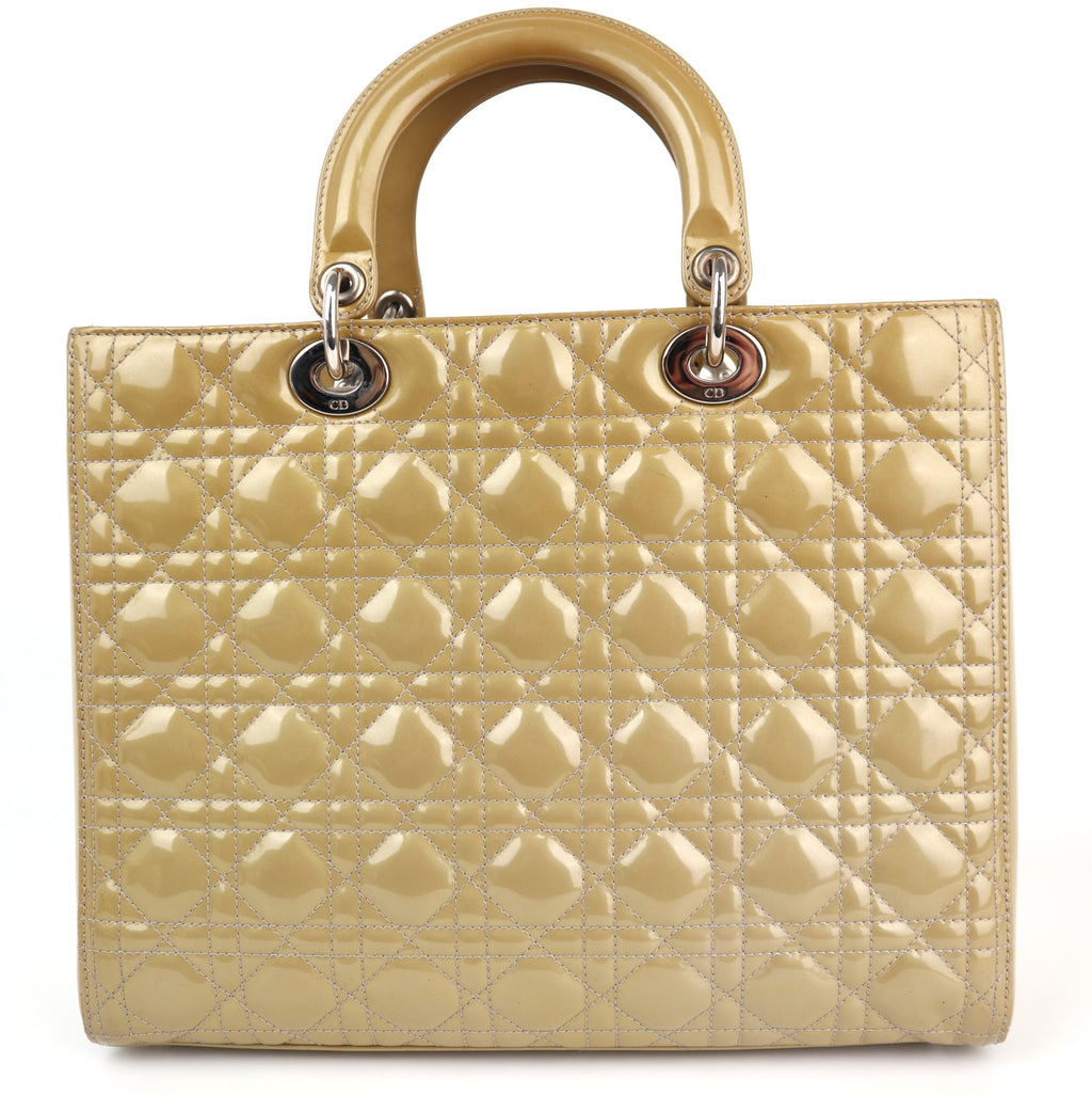 Christian Dior Patent Cannage Large Lady Dior Beige Shoulder Bag C1736 | Pre-Owned Very Good Beige Cannage Patent leather