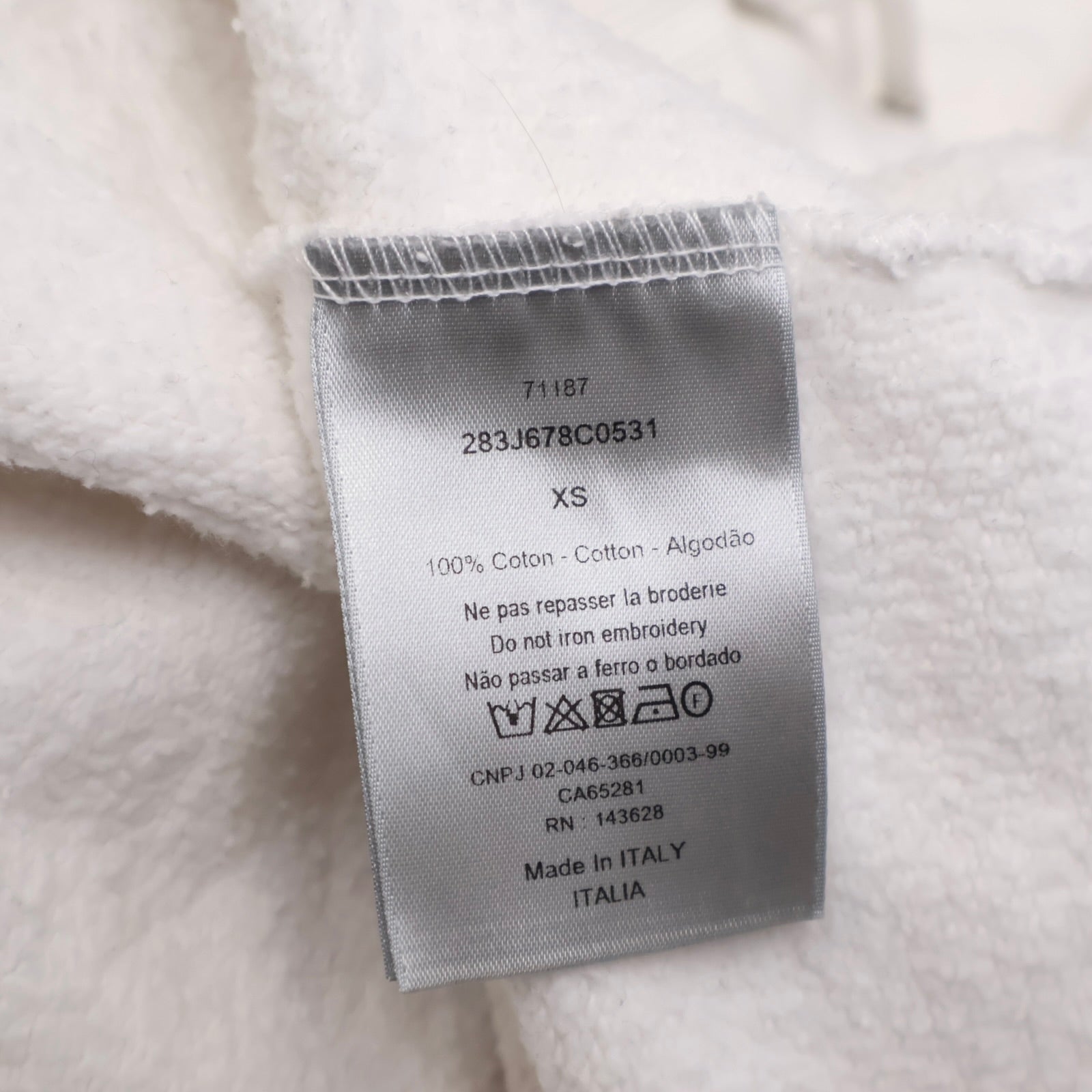 J1284# Dior Cream Cotton Graphic Hooded Sweatshirt- Pre Owned