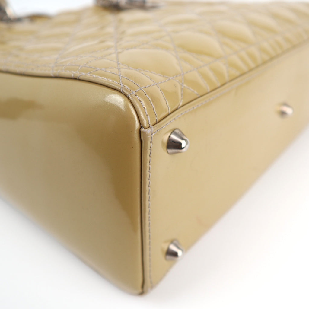 Christian Dior Patent Cannage Large Lady Dior Beige Shoulder Bag C1736 | Pre-Owned Very Good Beige Cannage Patent leather