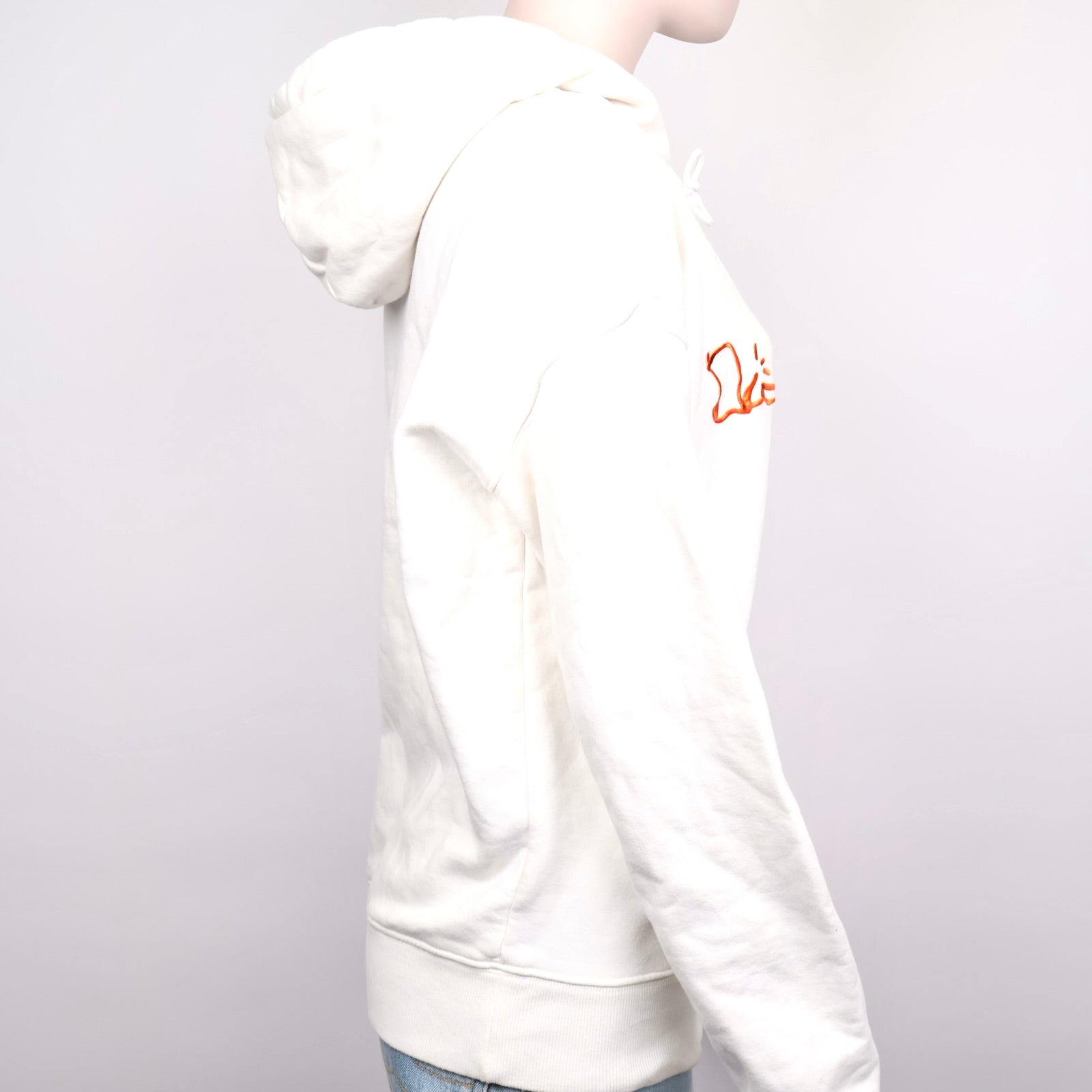 J1284# Dior Cream Cotton Graphic Hooded Sweatshirt- Pre Owned