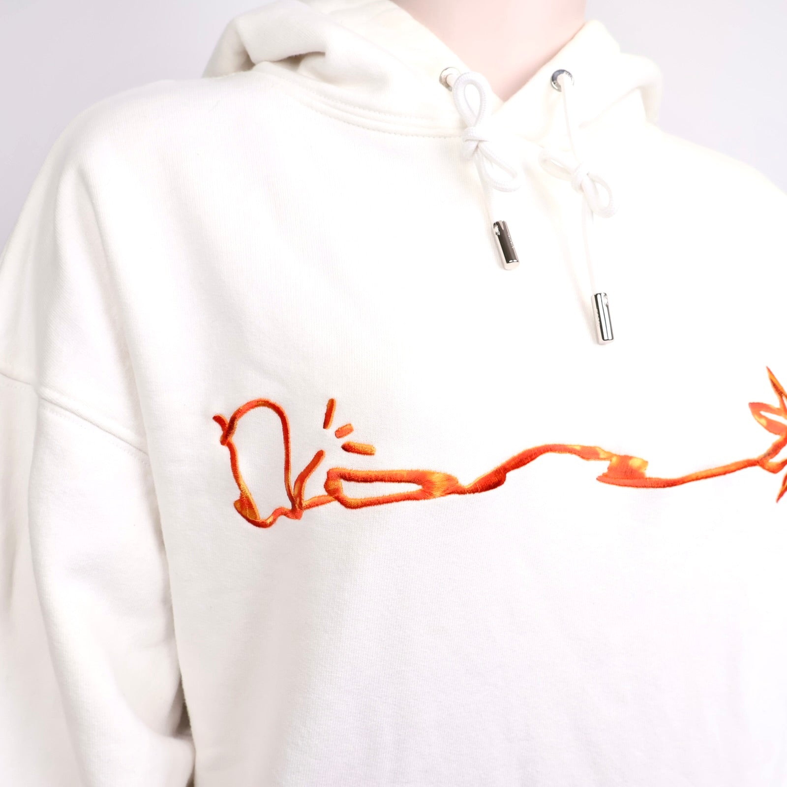 J1284# Dior Cream Cotton Graphic Hooded Sweatshirt- Pre Owned