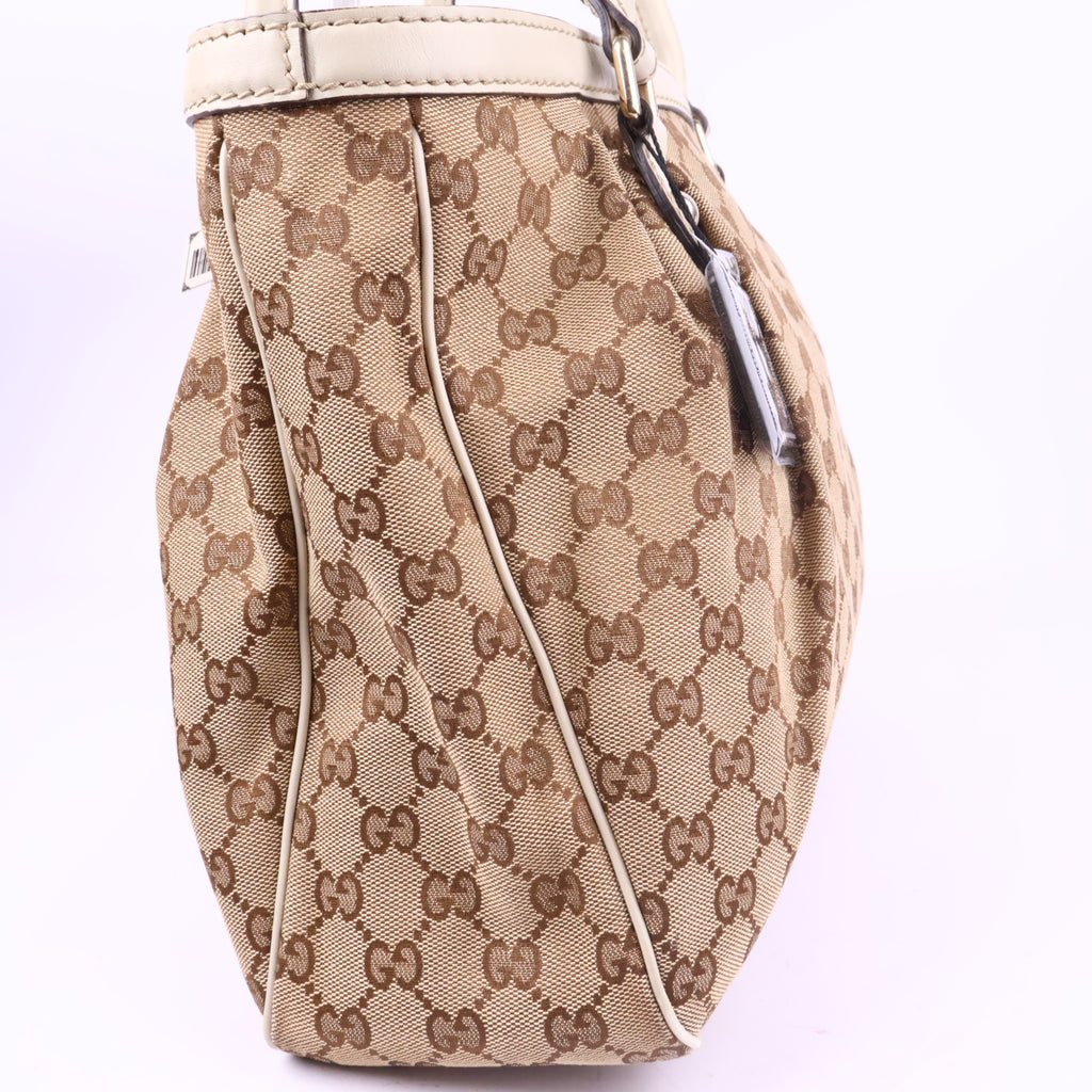 J2726 Gucci Shoulder Bag GUCCI Sukey GG Canvas Tote Bag | Pre-Owned Excellent Beige / Brown GG Monogram Canvas