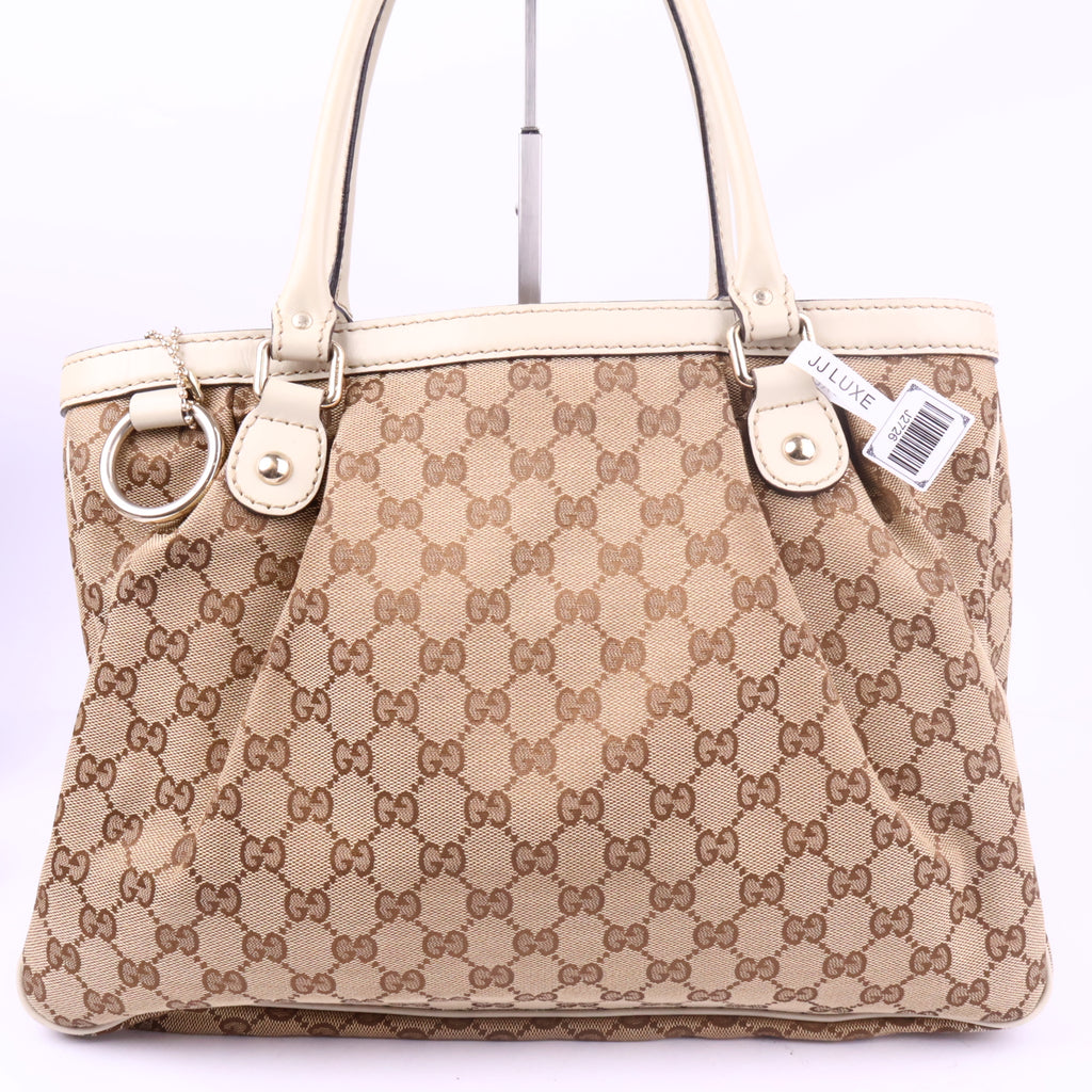 J2726 Gucci Shoulder Bag GUCCI Sukey GG Canvas Tote Bag | Pre-Owned Excellent Beige / Brown GG Monogram Canvas