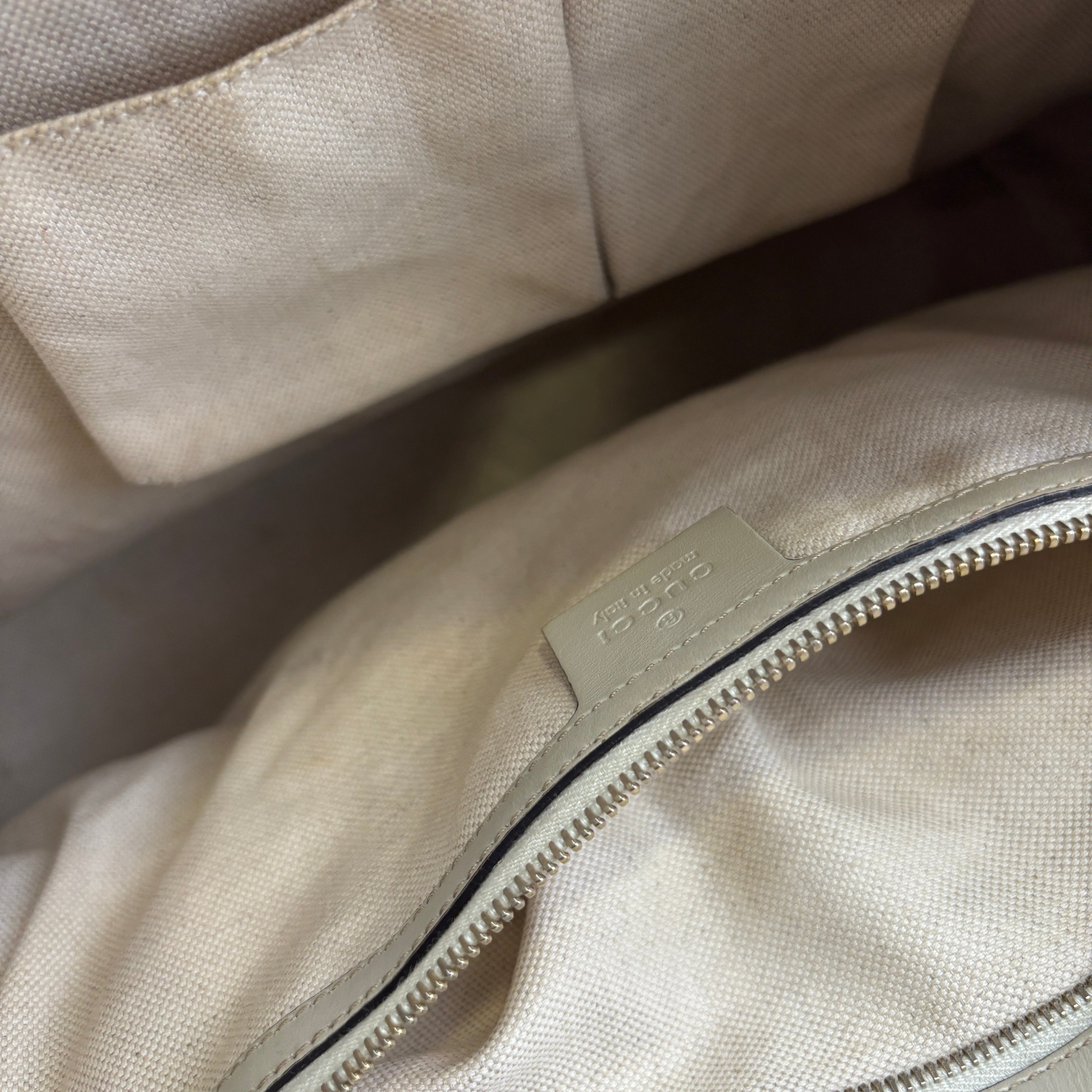 J3673-Gucci GG Canvas Sherry Line Tote/Shoulder Bag Beige- Pre Owned
