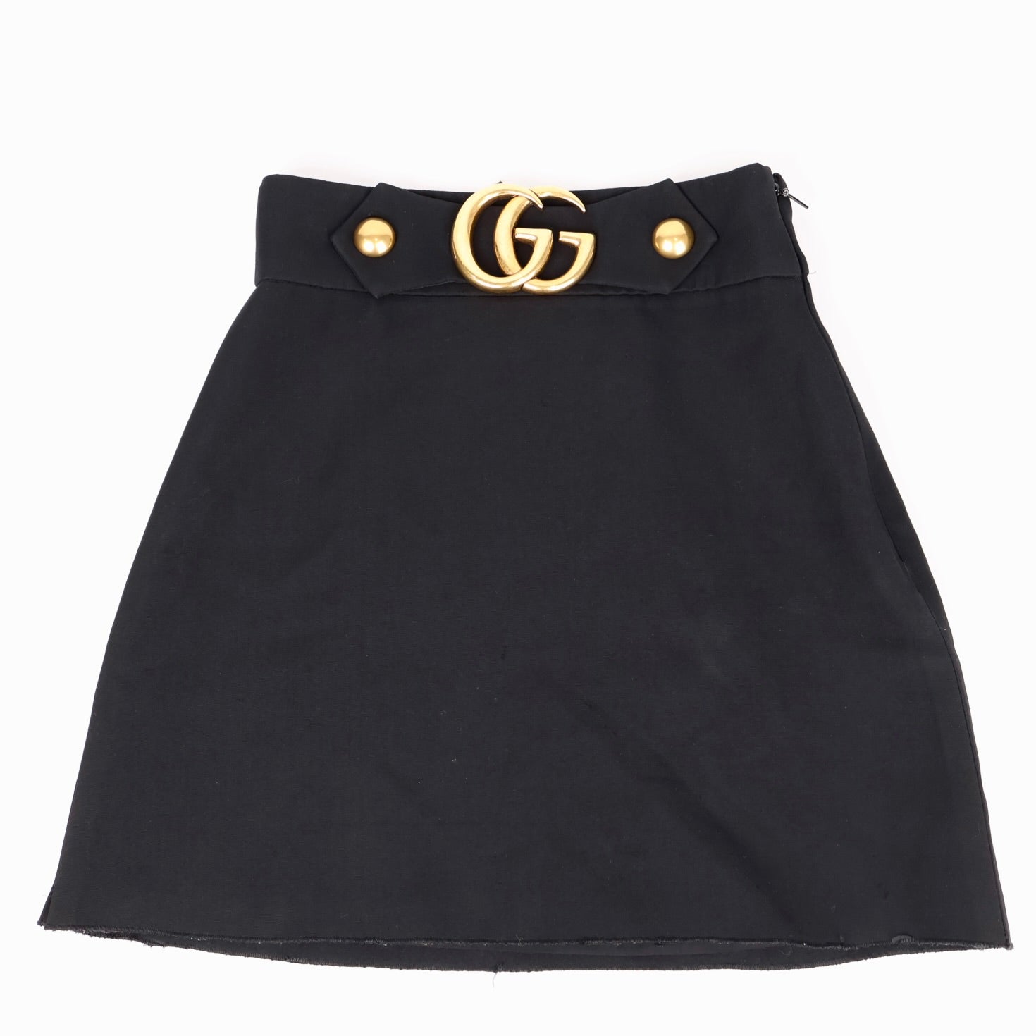 J1307 Gucci Black GG Logo High-Waisted Mini Skirt- Pre Owned
