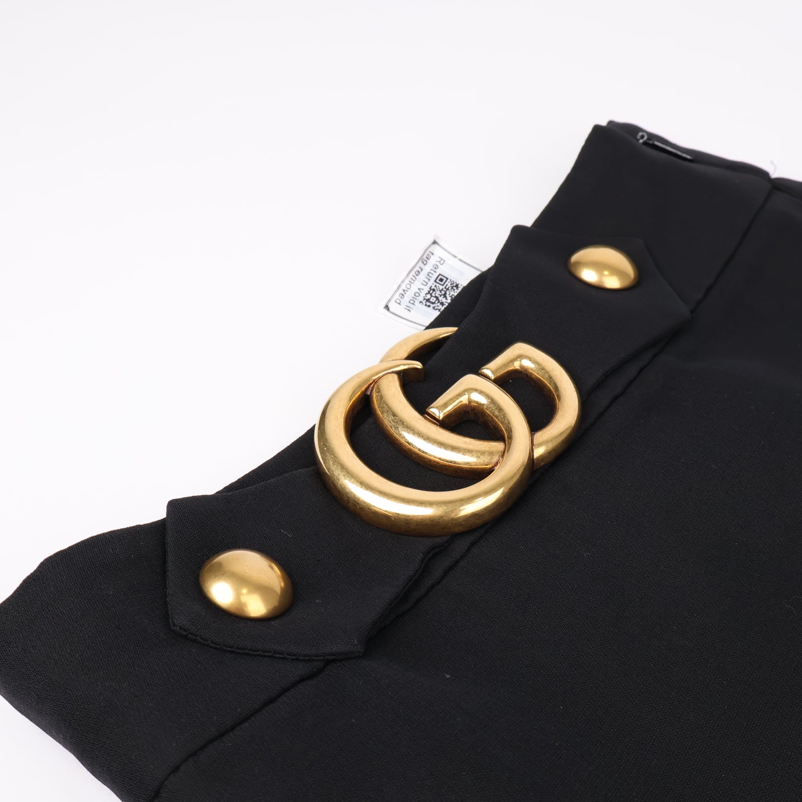 J1307 Gucci Black GG Logo High-Waisted Mini Skirt- Pre Owned