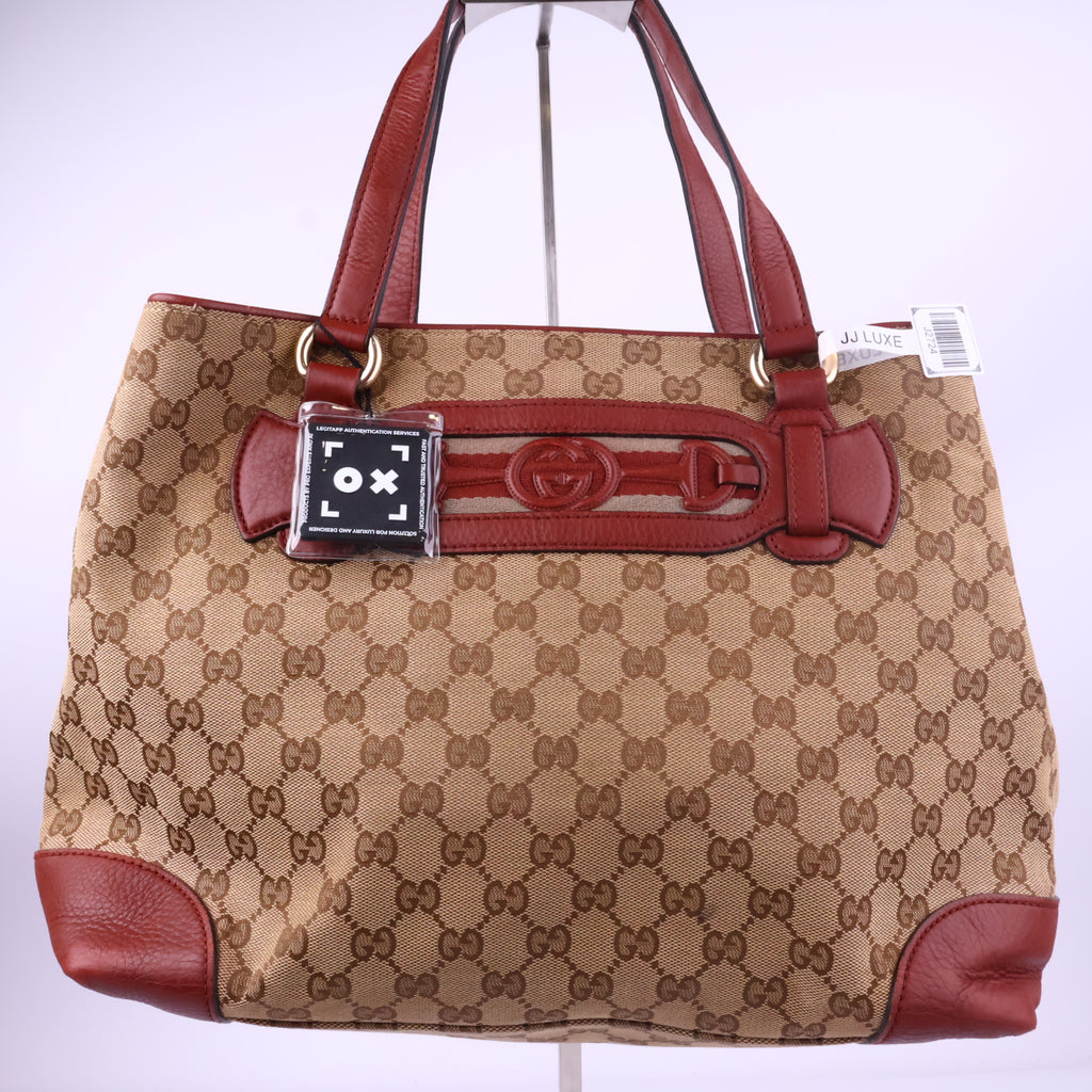 J2724 Gucci Top Handle Bag GUCCI GG Canvas Sukey Tote Bag | Pre-Owned Like New Beige / Brown GG Monogram Canvas