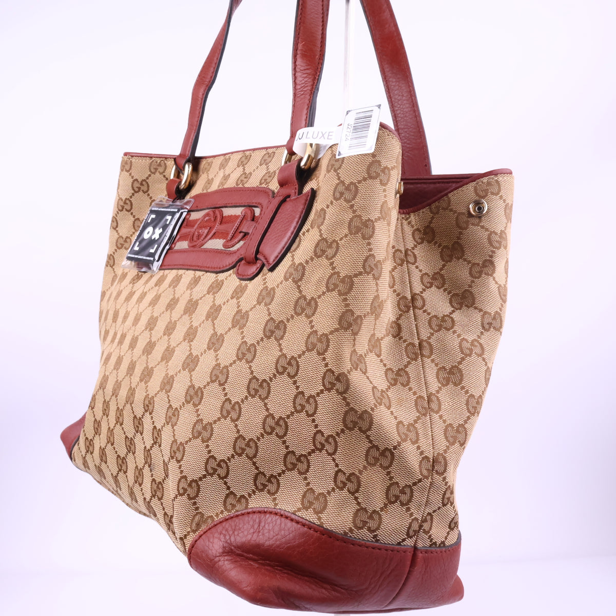 J2724 Gucci Top Handle Bag GUCCI GG Canvas Sukey Tote Bag | Pre-Owned Like New Beige / Brown GG Monogram Canvas