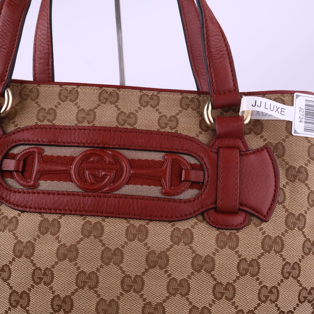 J2724 Gucci Top Handle Bag GUCCI GG Canvas Sukey Tote Bag | Pre-Owned Like New Beige / Brown GG Monogram Canvas