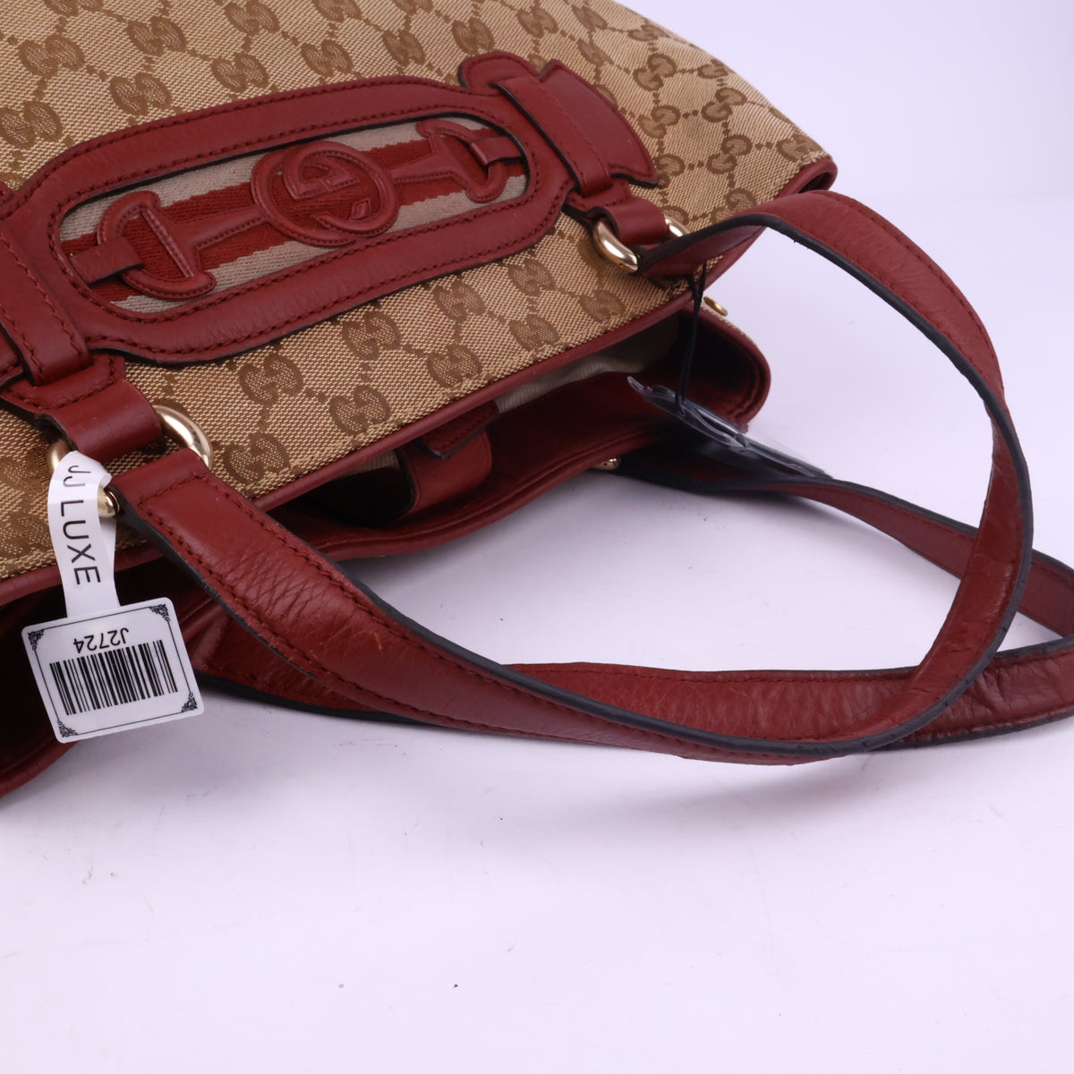 J2724 Gucci Top Handle Bag GUCCI GG Canvas Sukey Tote Bag | Pre-Owned Like New Beige / Brown GG Monogram Canvas