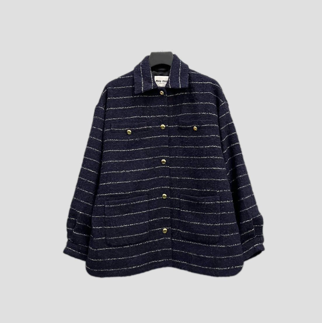 Miu Miu Striped Square-Neck Single-Breasted Jacket- 95% new