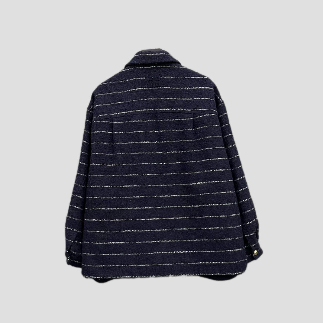 Miu Miu Striped Square-Neck Single-Breasted Jacket- 95% new