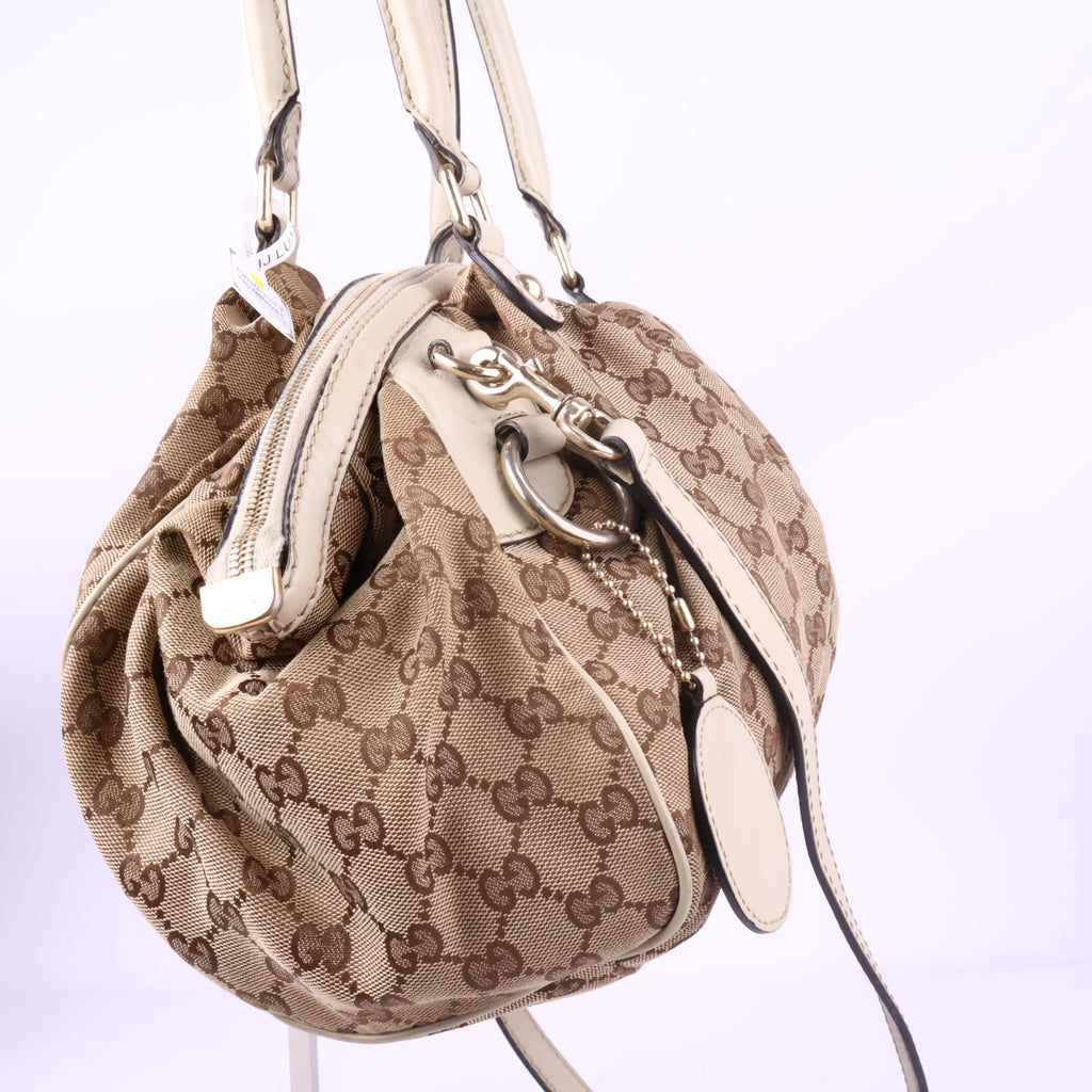 J2722 Gucci Shoulder Bag GUCCI Sukey GG Canvas Tote Bag | Pre-Owned Like New Beige / Brown GG Monogram Canvas