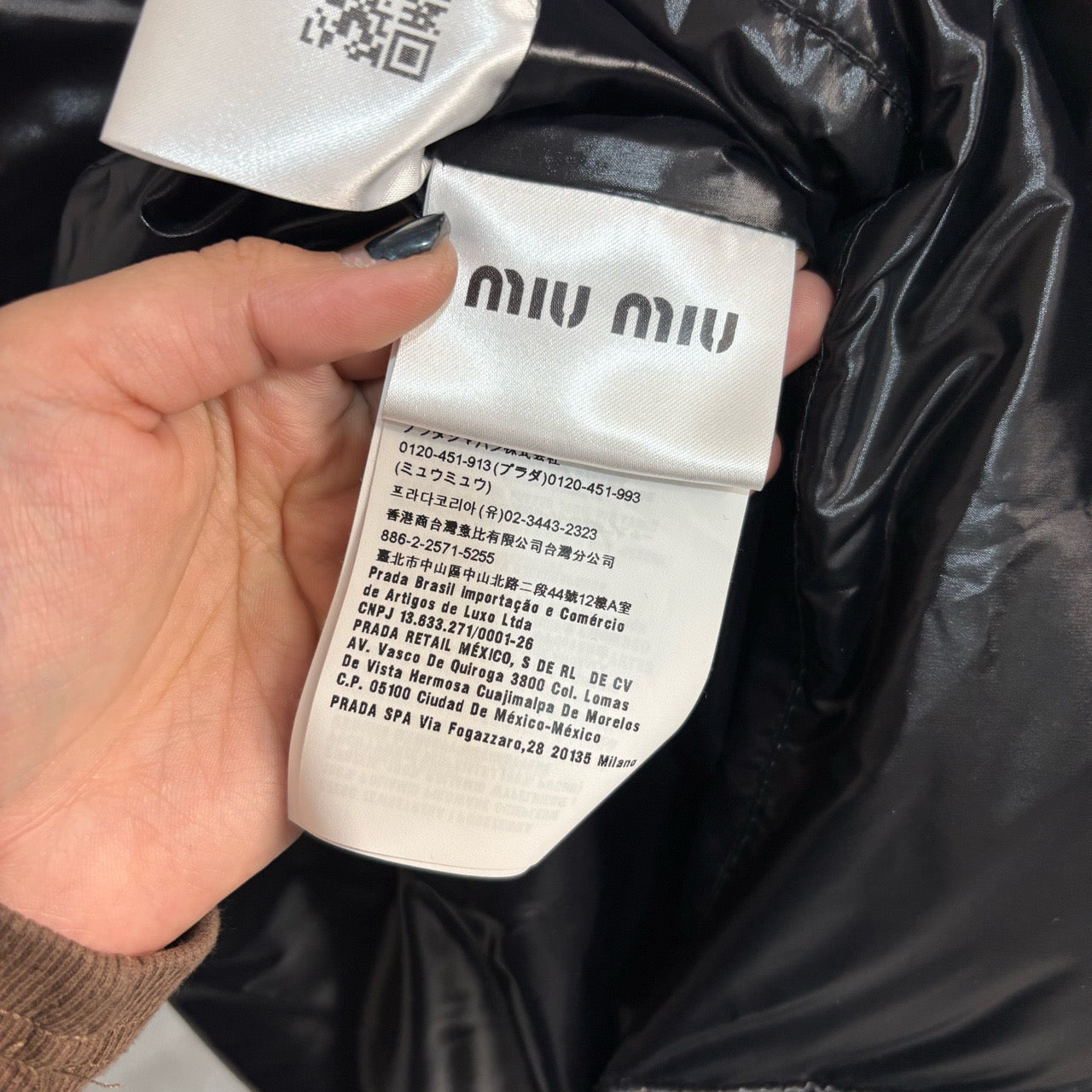 Miu Miu Shiny Logo Stripe Down Puffer- 95% new