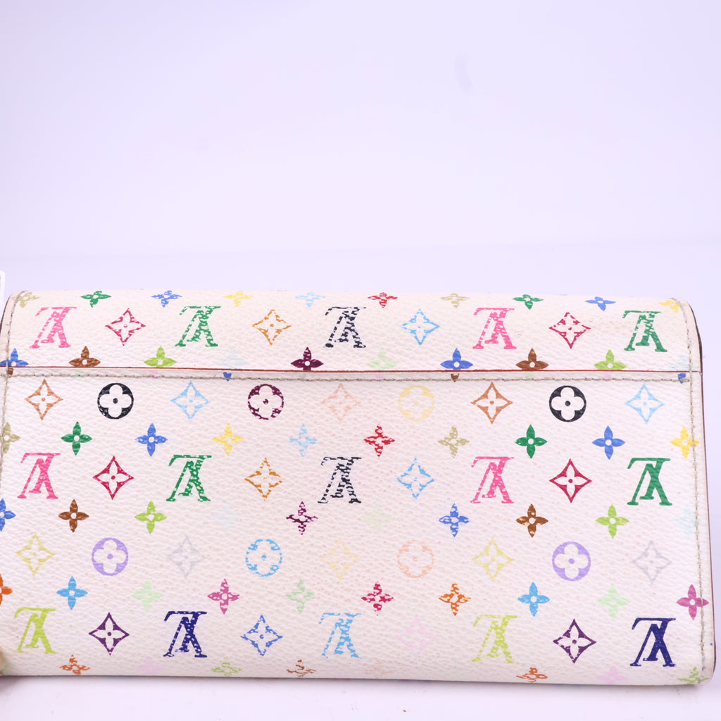 J2743 Louis Vuitton Wallet Sarah | Pre-Owned Very Good White Coated Canvas Monogram Multicolore