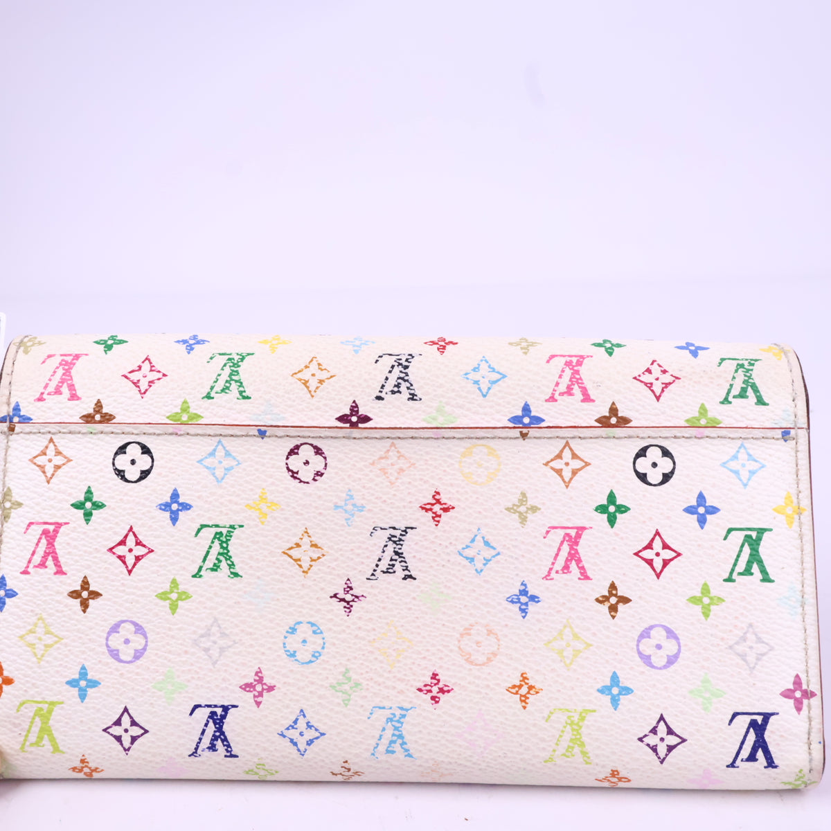 J2743 Louis Vuitton Wallet Sarah | Pre-Owned Very Good White Coated Canvas Monogram Multicolore