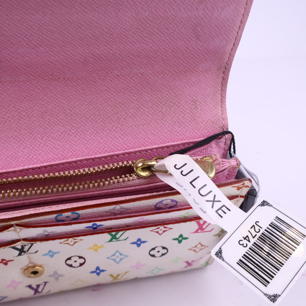 J2743 Louis Vuitton Wallet Sarah | Pre-Owned Very Good White Coated Canvas Monogram Multicolore