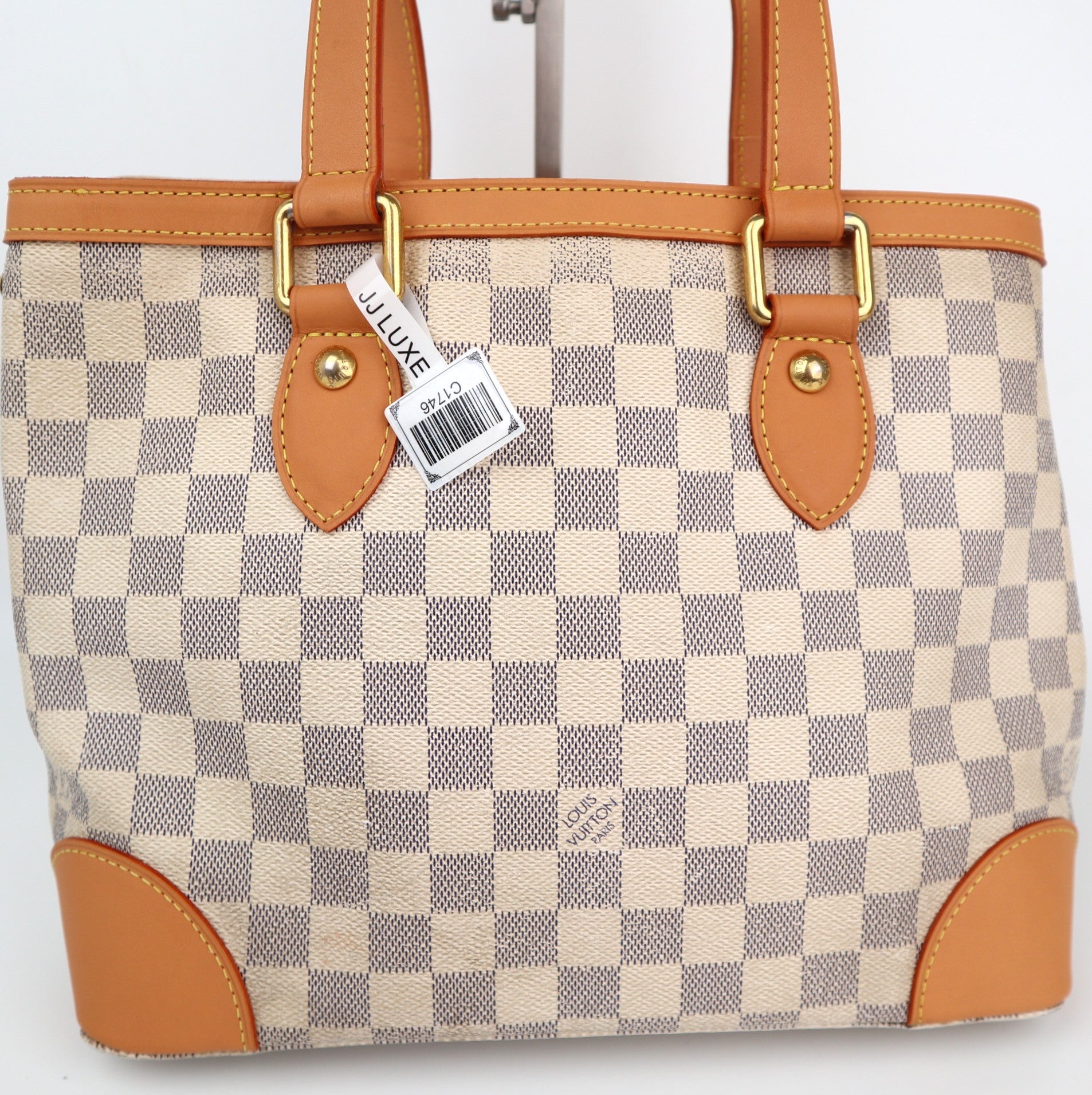 Louis Vuitton Damier Azur Canvas Hampstead PM Shoulder Bag C1746R | Pre-Owned Very Good Brown Damier Azur Canvas