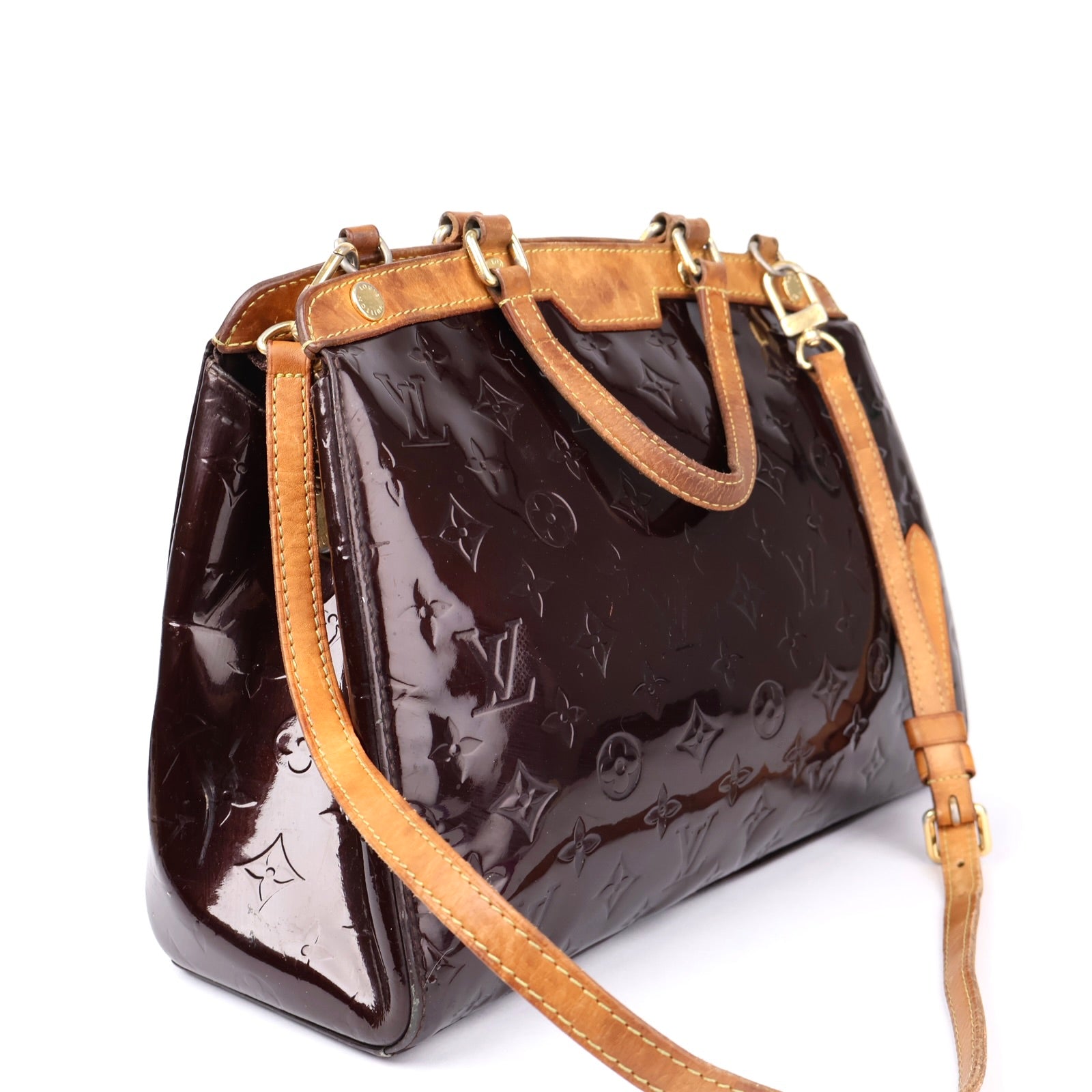 J1250-LOUIS VUITTON Amarante Monogram Vernis Brea GM Bag- Pre Owned