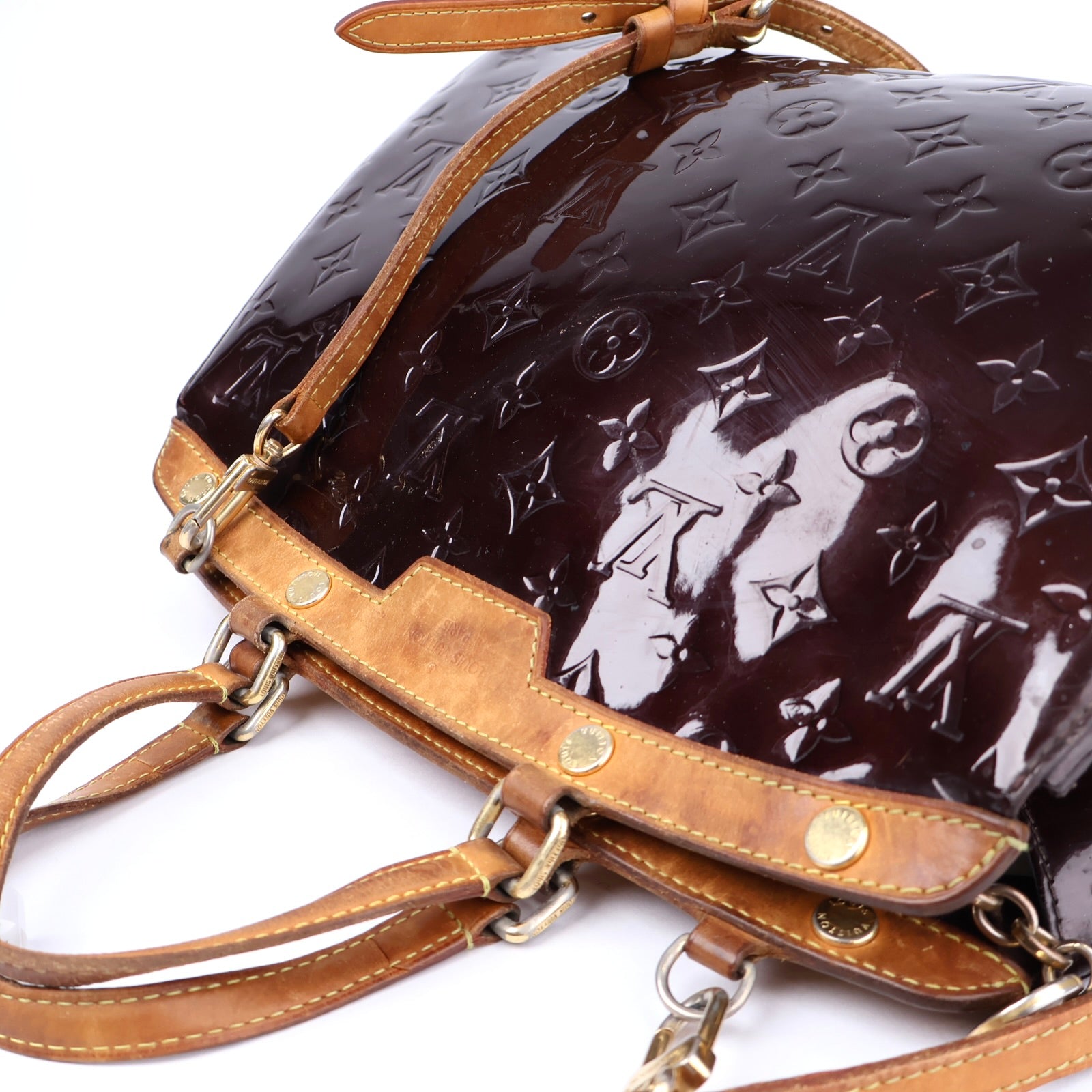 J1250-LOUIS VUITTON Amarante Monogram Vernis Brea GM Bag- Pre Owned