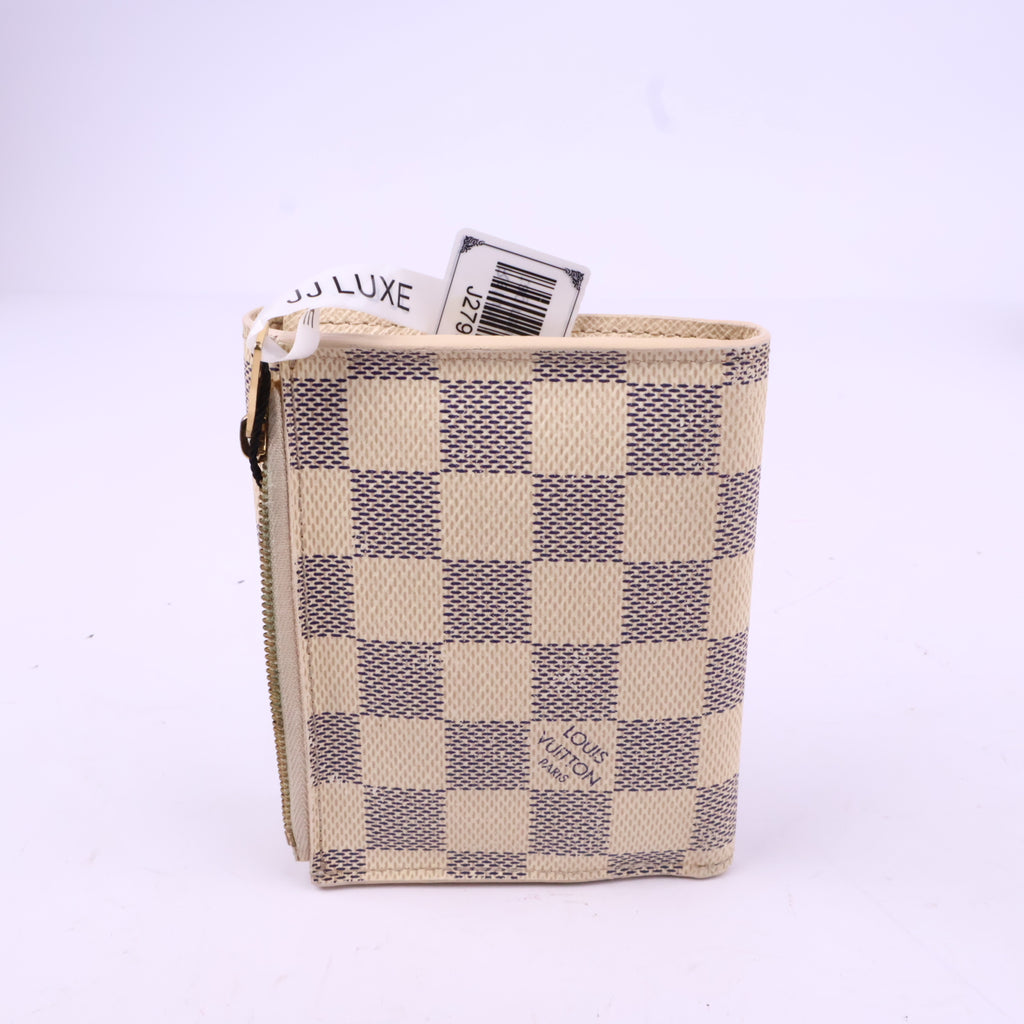 J2799 Louis Vuitton Wallet Portefeuille Elise | Pre-Owned Like New Cream Damier Azur canvas