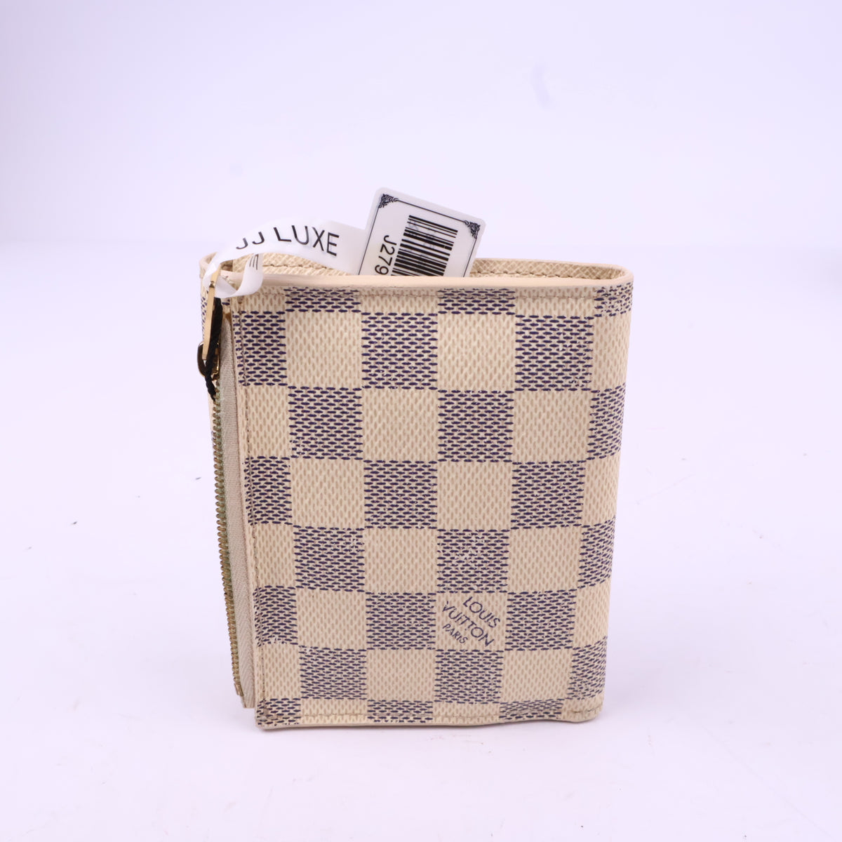 J2799 Louis Vuitton Wallet Portefeuille Elise | Pre-Owned Like New Cream Damier Azur canvas