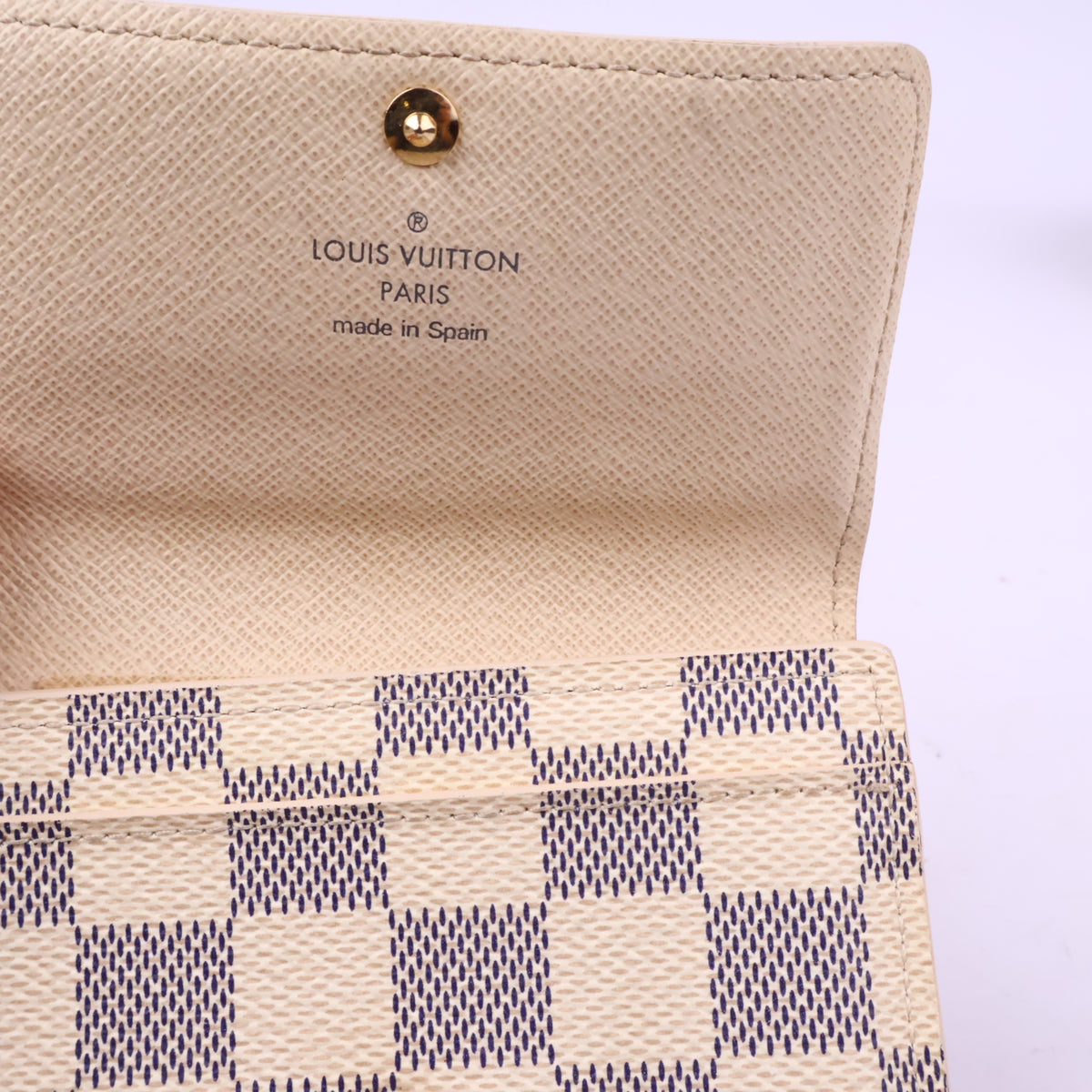 J2799 Louis Vuitton Wallet Portefeuille Elise | Pre-Owned Like New Cream Damier Azur canvas