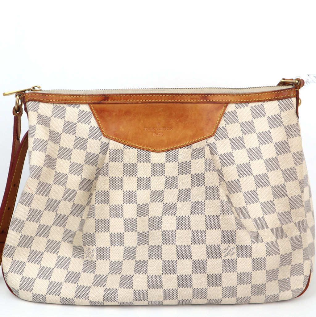C2602 Louis Vuitton Shoulder Bag Damier Azur Siracusa MM | Pre-Owned Very Good White / Blue Damier Azur Canvas