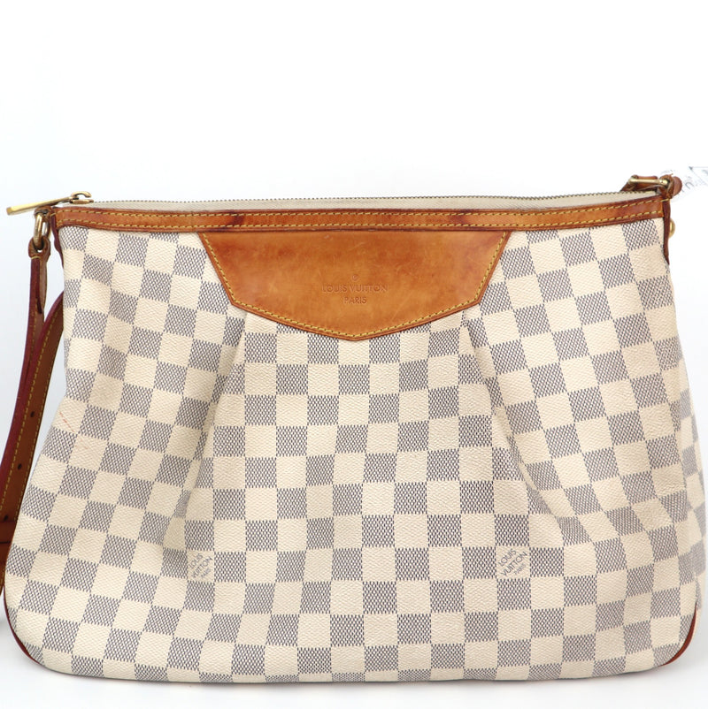 C2602 Louis Vuitton Shoulder Bag Damier Azur Siracusa MM | Pre-Owned Very Good White / Blue Damier Azur Canvas