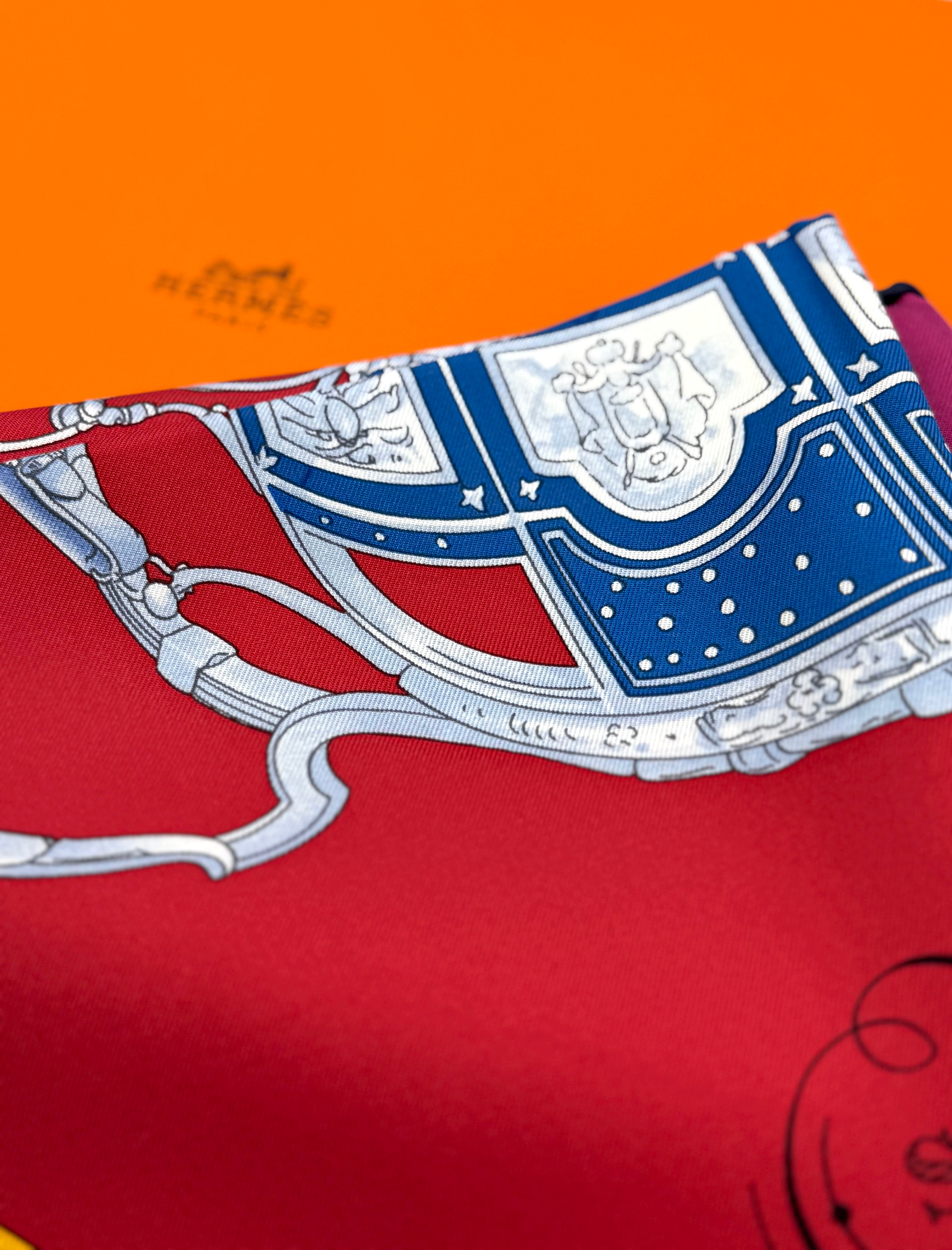 Hermès 90cm Silk Scarf Springs Marine Fuchsia Rouge