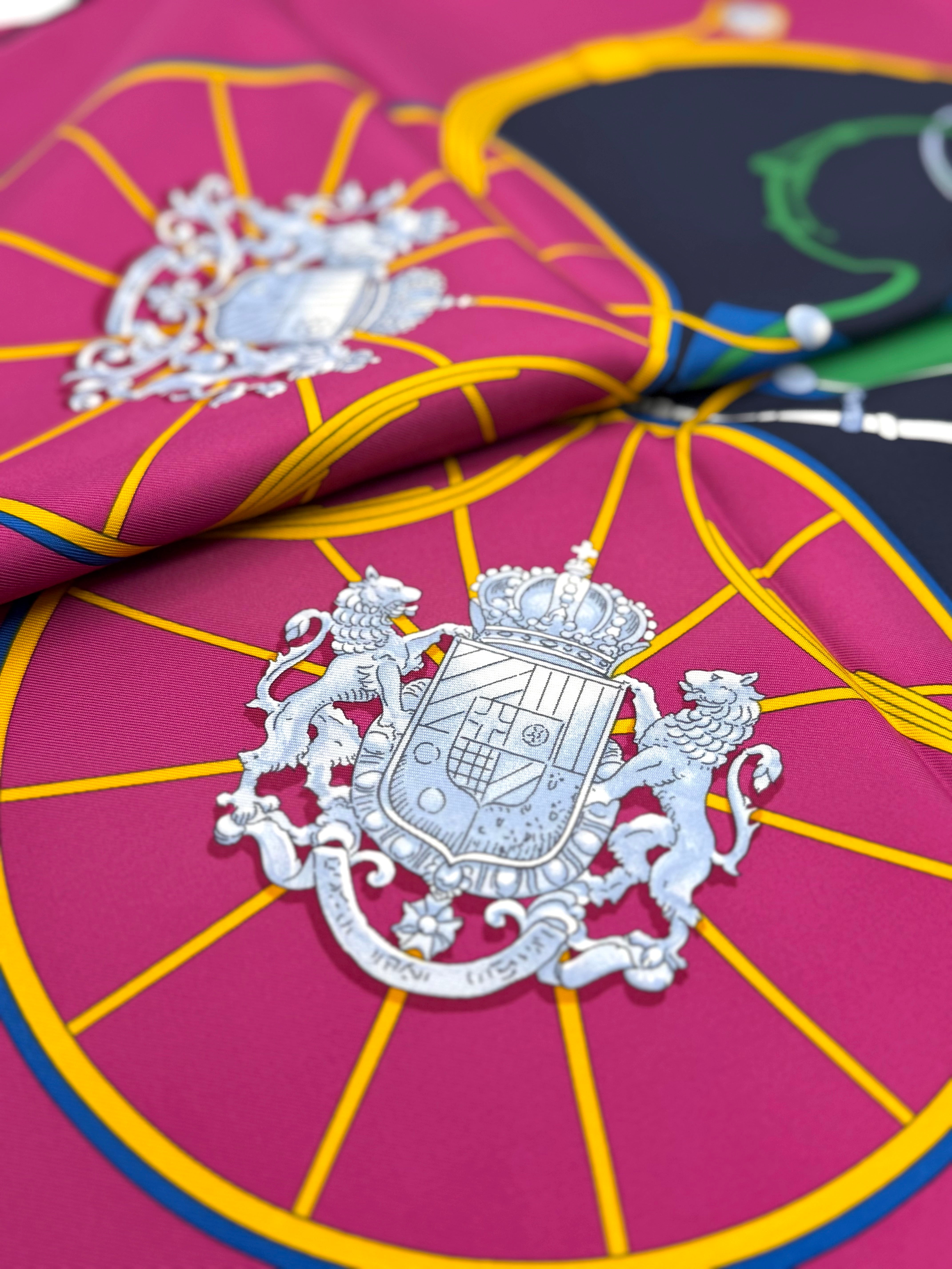 Hermès 90cm Silk Scarf Springs Marine Fuchsia Rouge