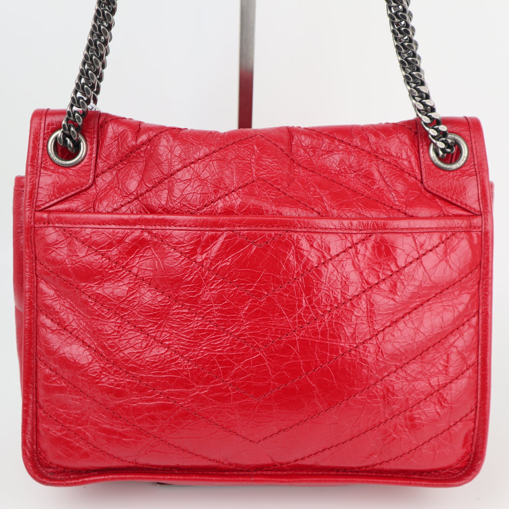 Saint Laurent Niki Medium Crinkled Vintage Leather Shoulder Bag C1768 | Pre-Owned Very Good Leather