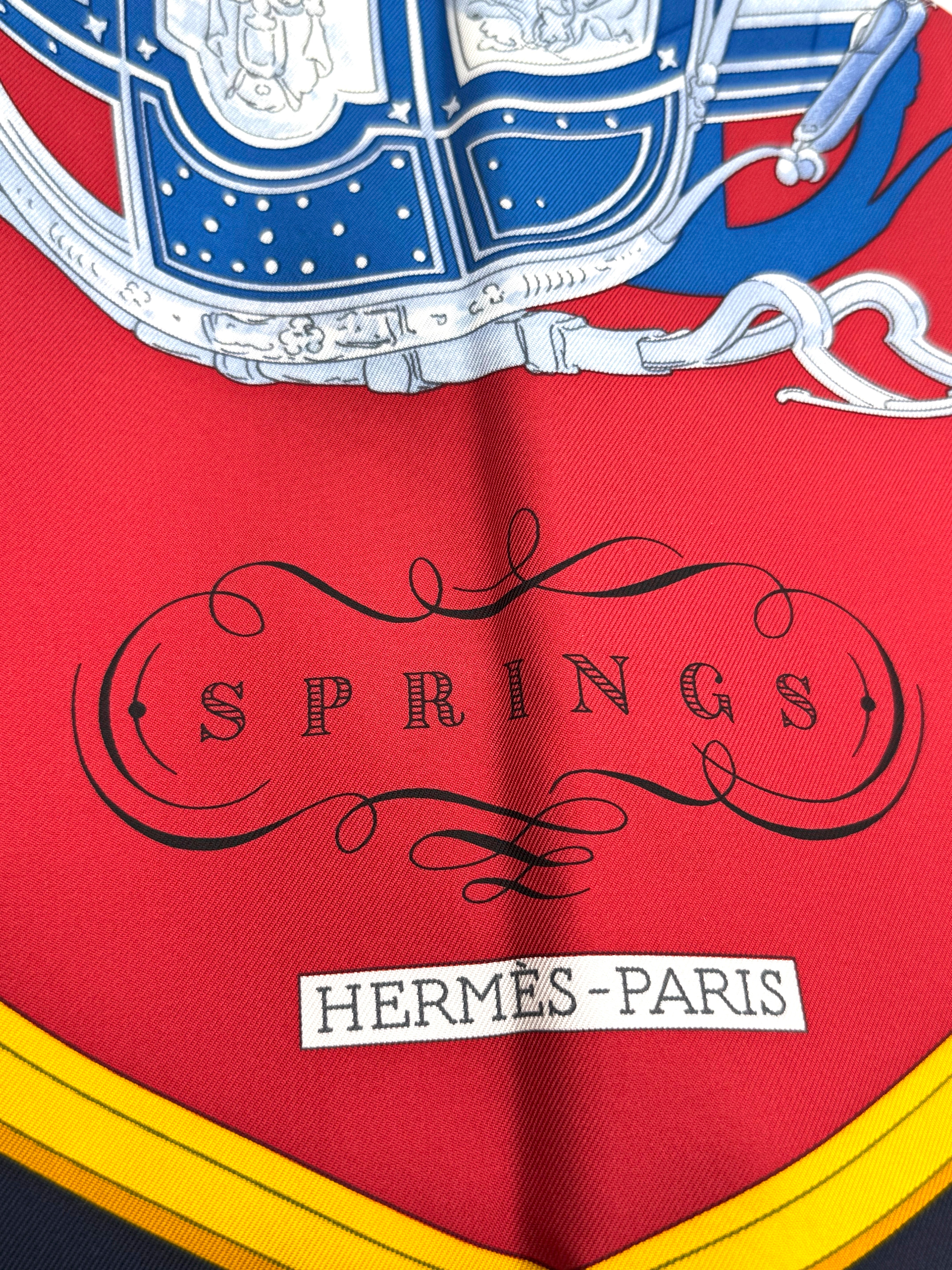 Hermès 90cm Silk Scarf Springs Marine Fuchsia Rouge
