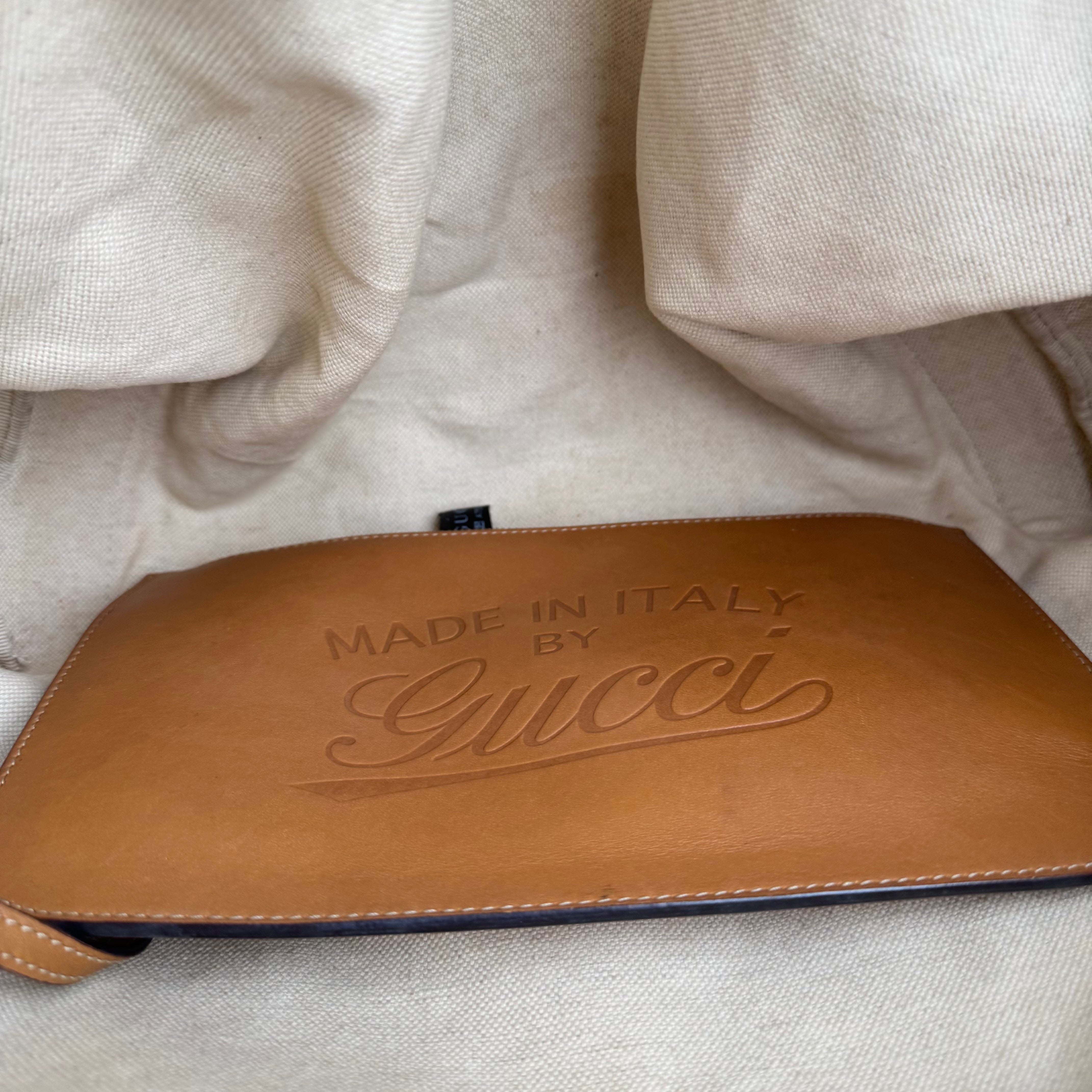 J1086 Gucci Brown Canvas Tote Bag Cloth- Pre Owned