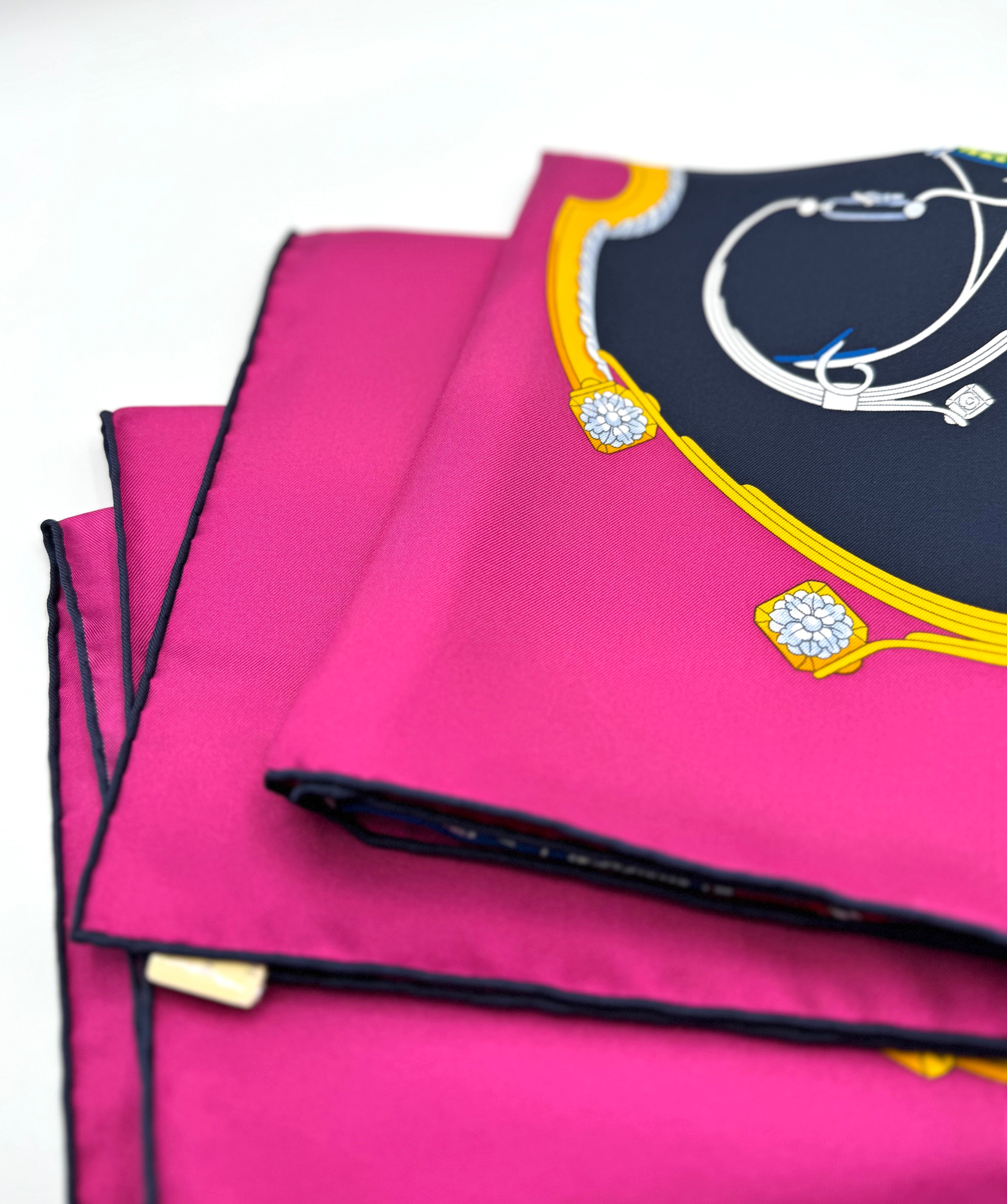 Hermès 90cm Silk Scarf Springs Marine Fuchsia Rouge
