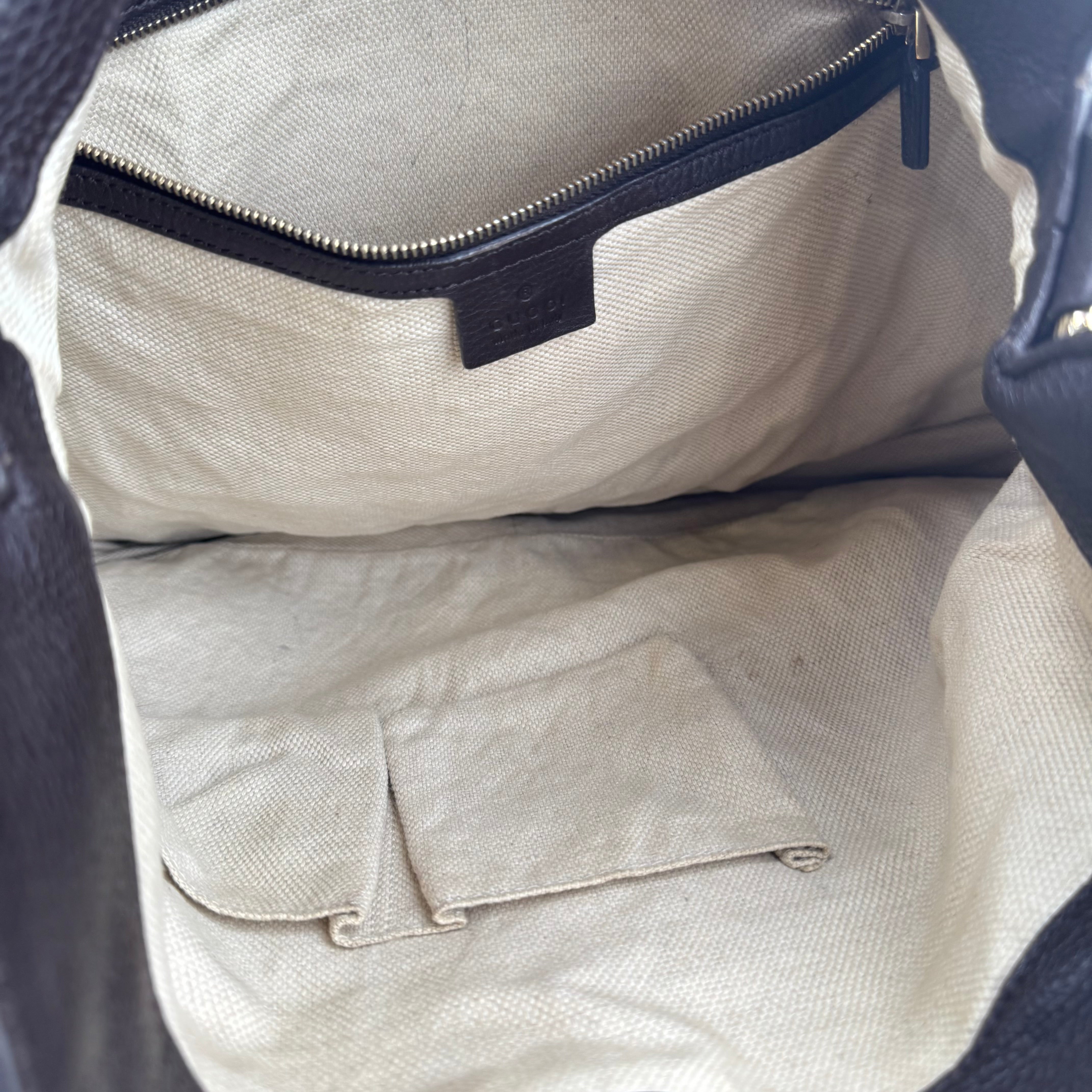 J1146 Gucci GG Brown Canvas Bamboo Bag- Pre Owned